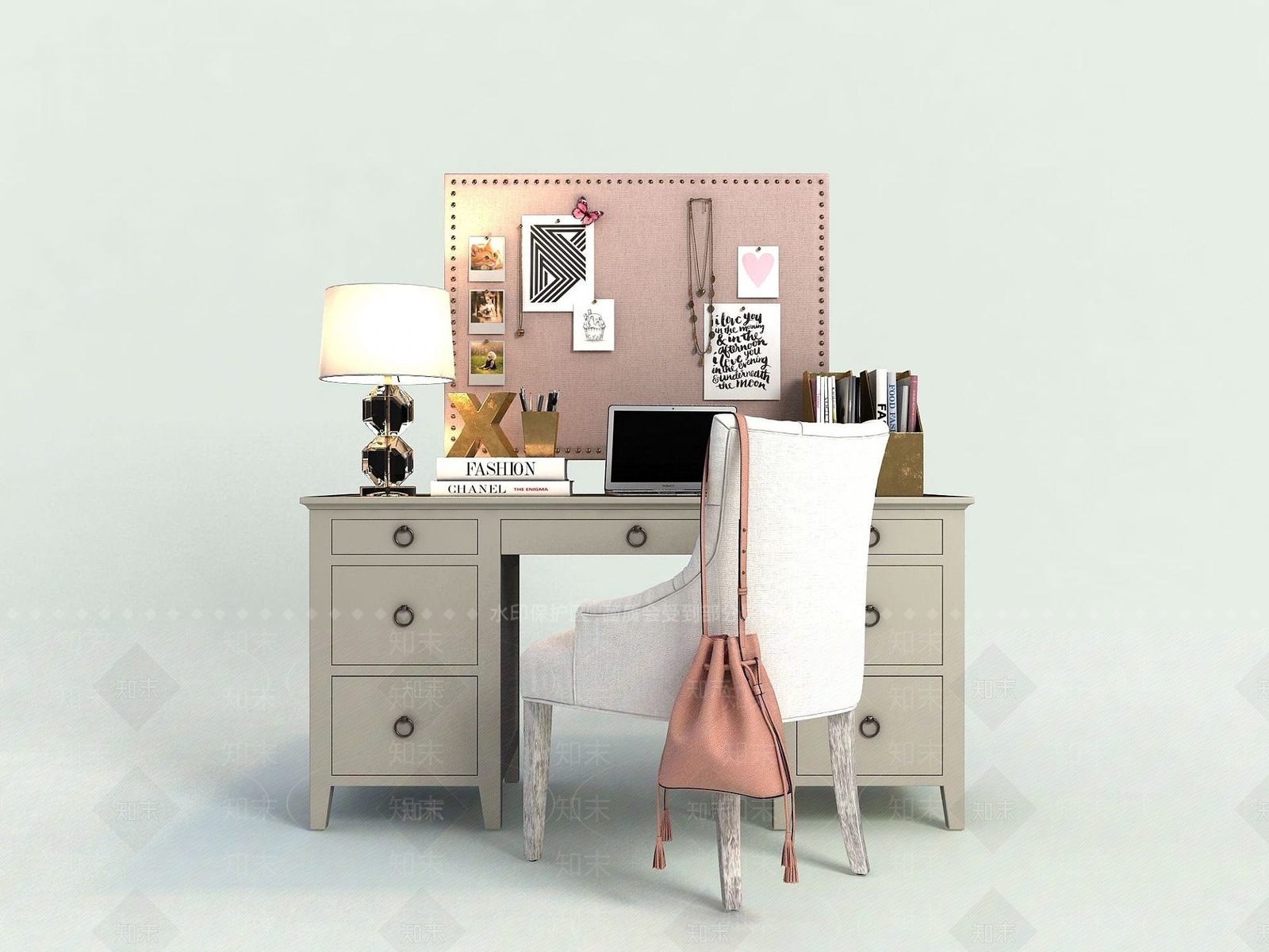 现代儿童书桌3D模型下载【ID:1191686670】