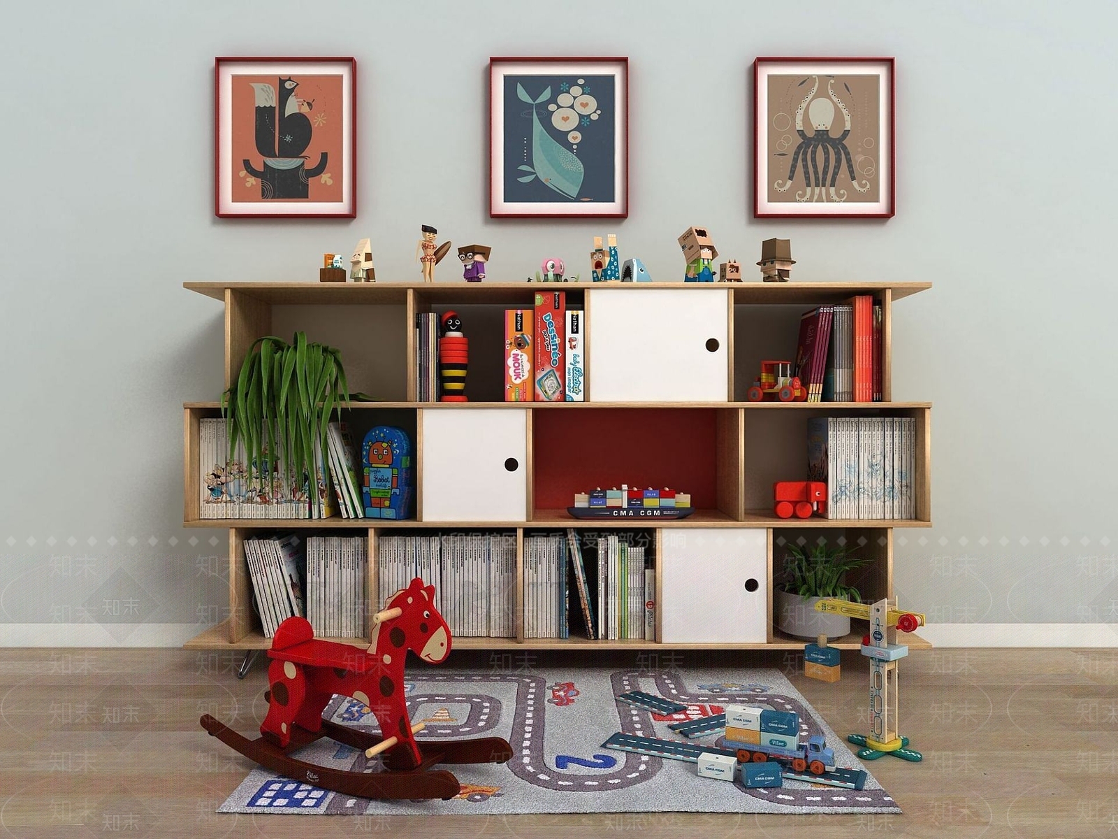 现代儿童卧室3D模型下载【ID:1191686970】