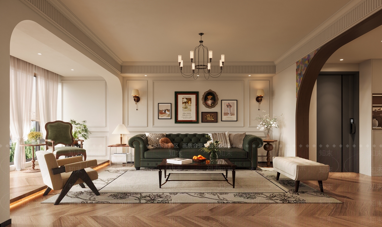 美式复古客餐厅3D模型下载【ID:1191687274】