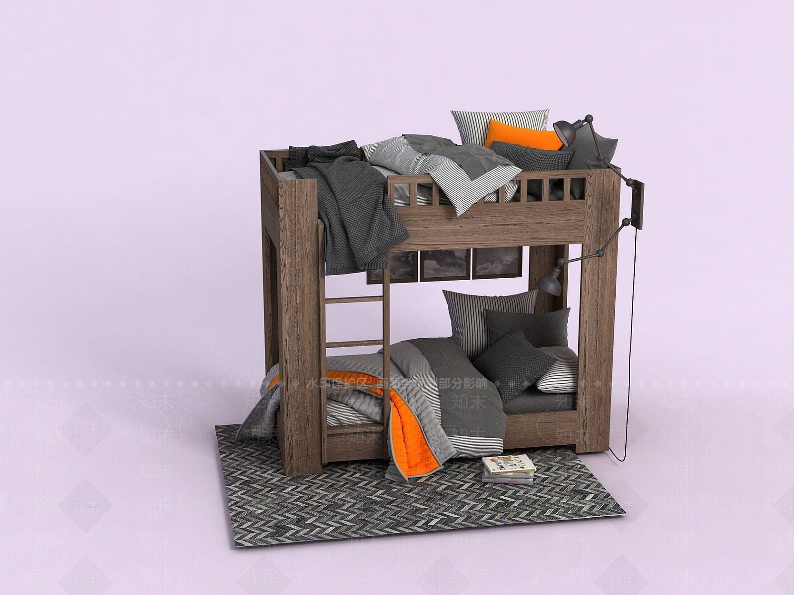 现代儿童房家具上下床3D模型下载【ID:1191688028】