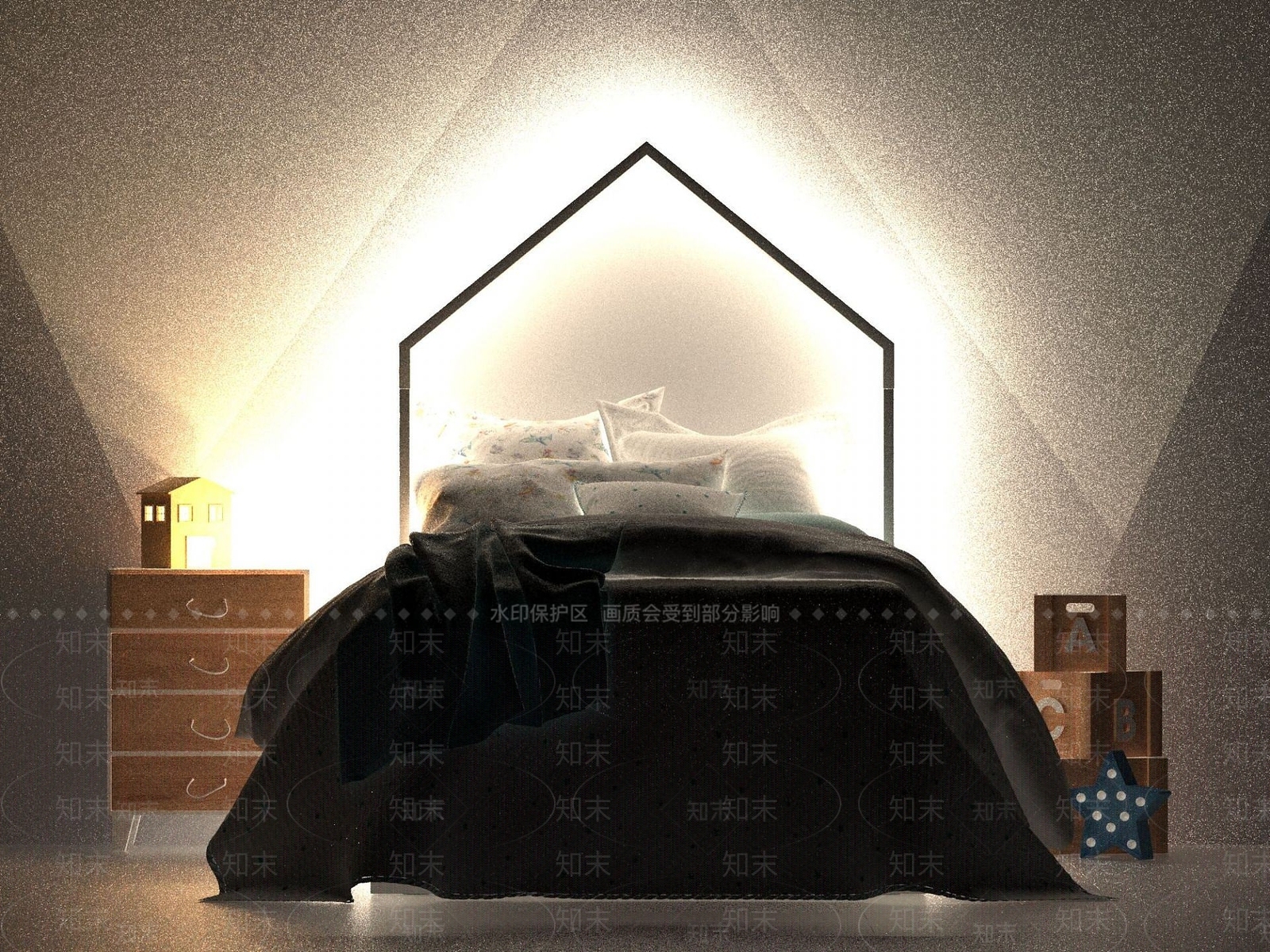 现代儿童房家具床3D模型下载【ID:1191688803】