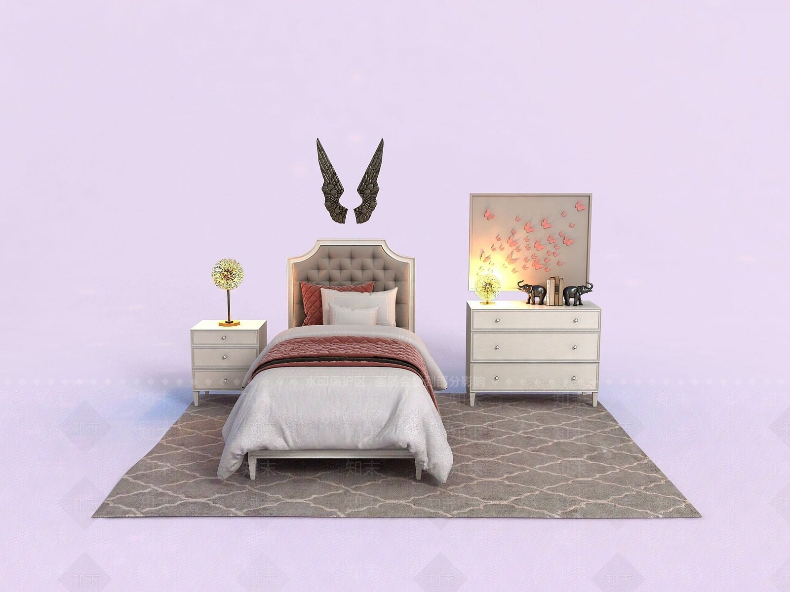 现代儿童房家具床3D模型下载【ID:1191688875】