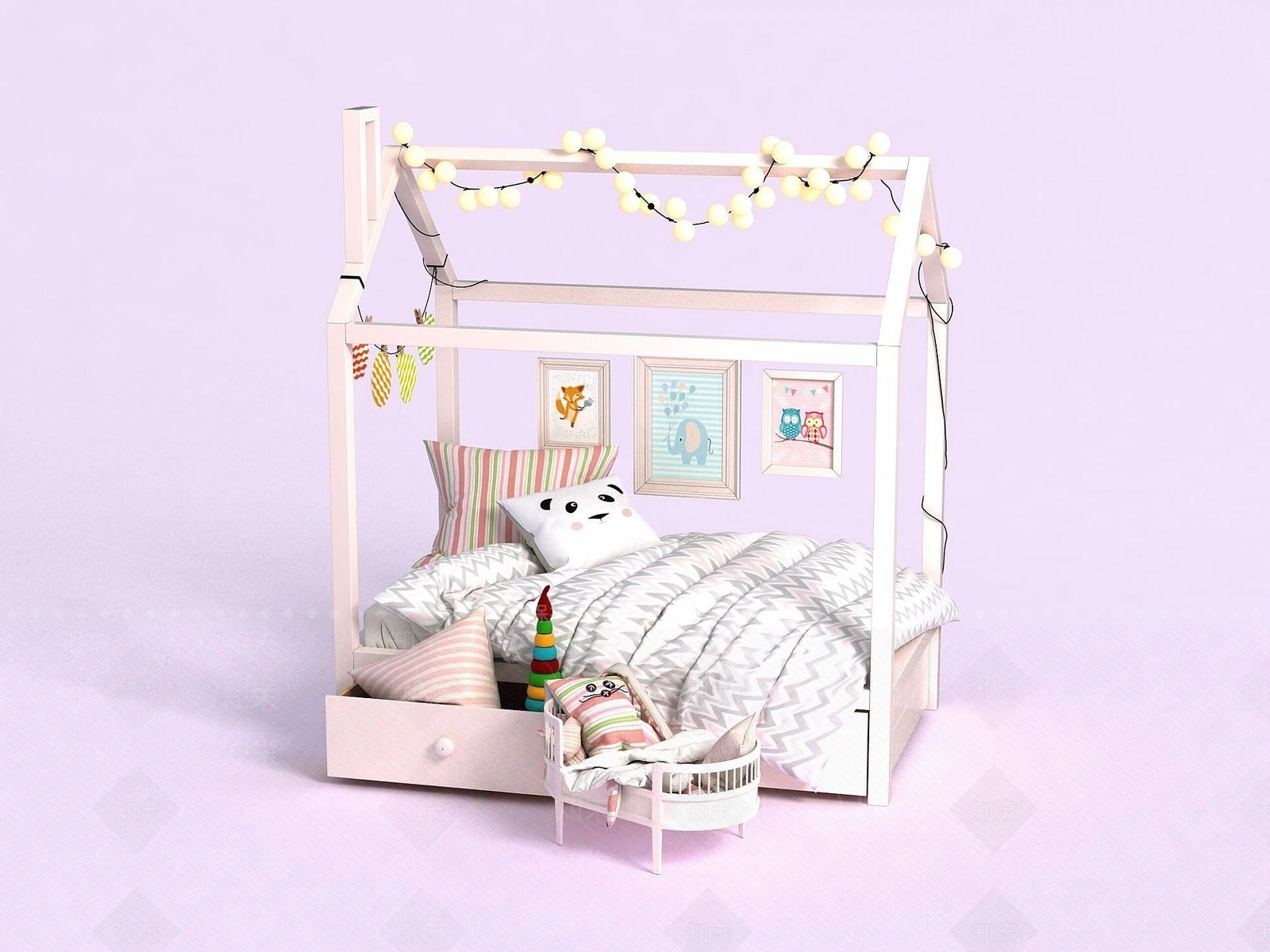 现代儿童房家具上下床3D模型下载【ID:1191689163】