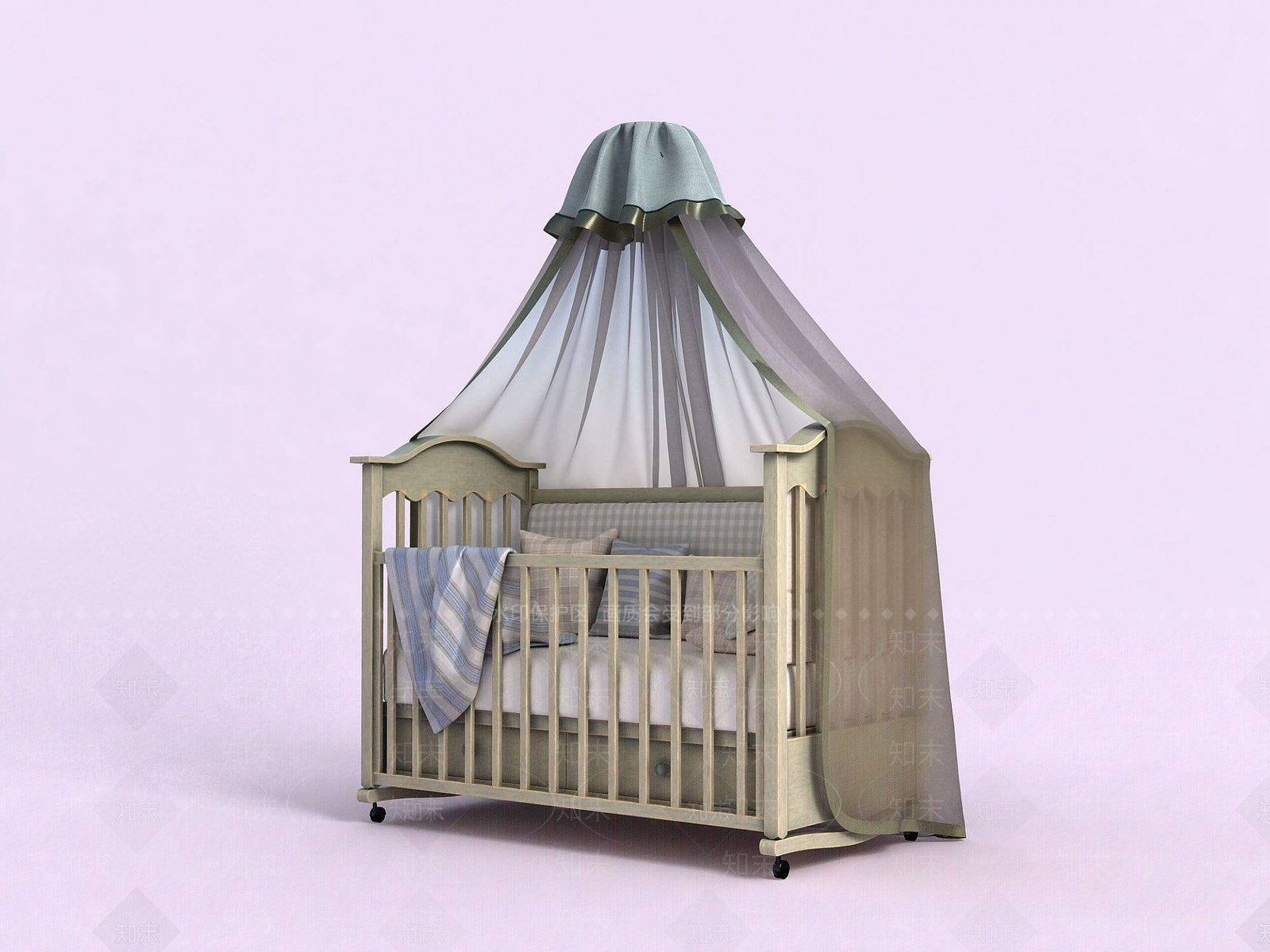 现代儿童房家具婴儿床3D模型下载【ID:1191689105】