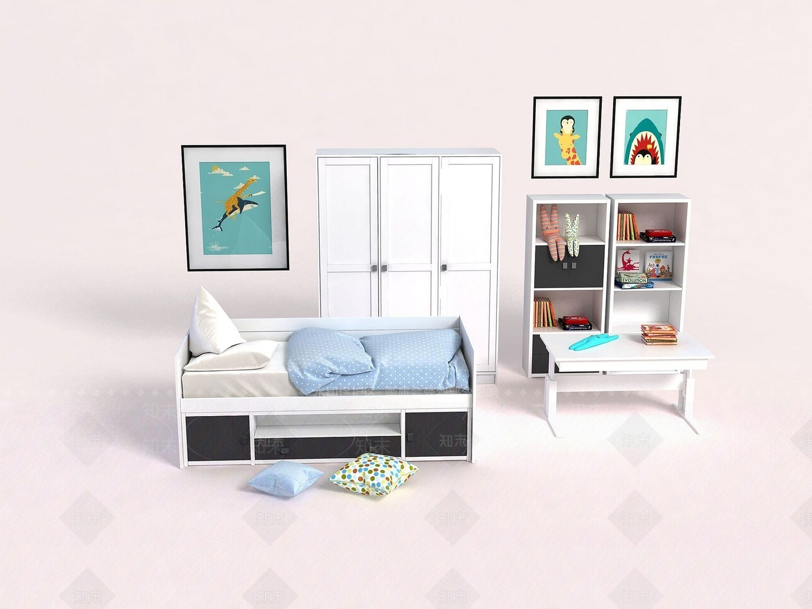 现代儿童房家具3D模型下载【ID:1191691594】