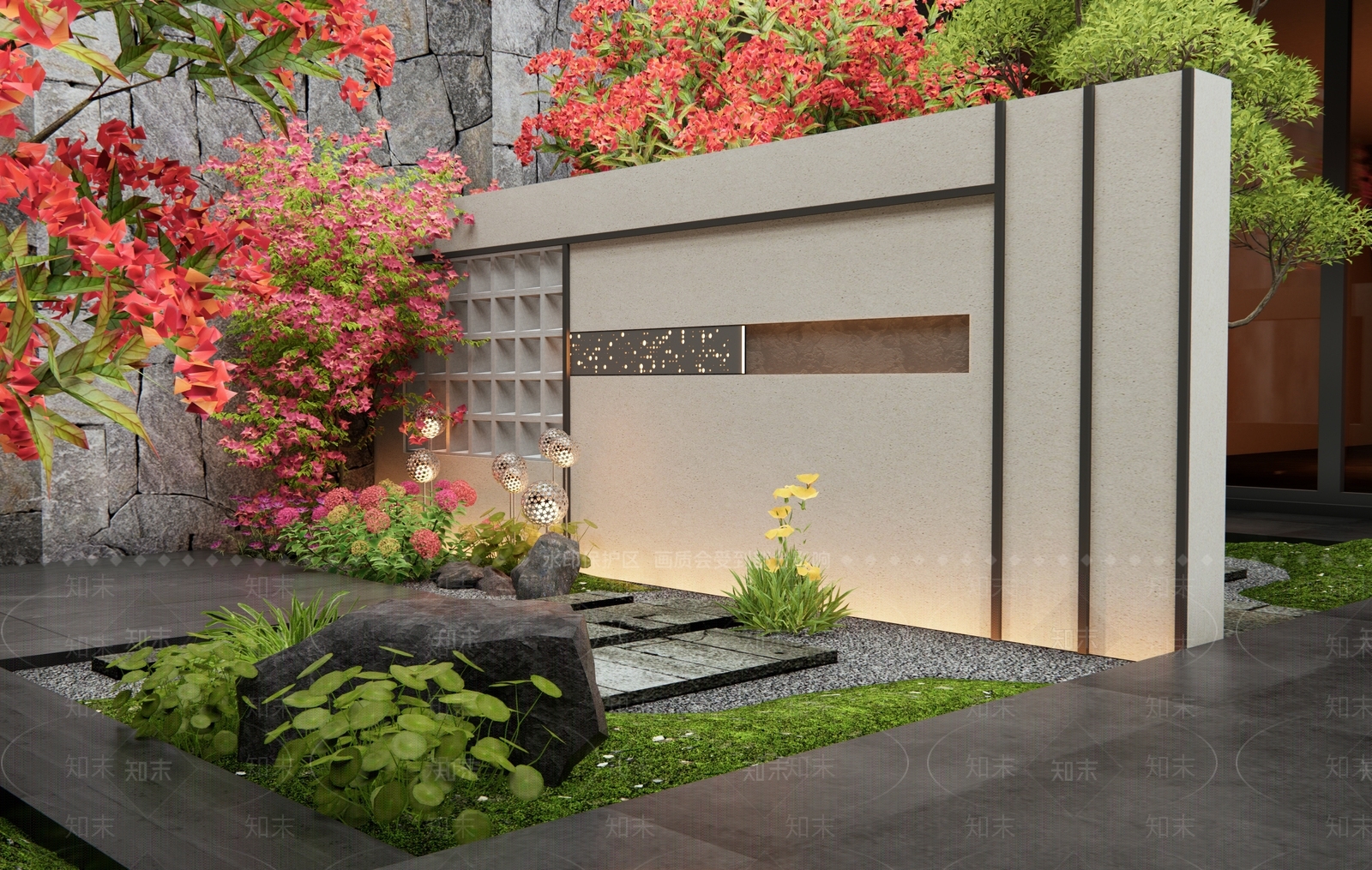 现代景墙3D模型下载【ID:1191693145】