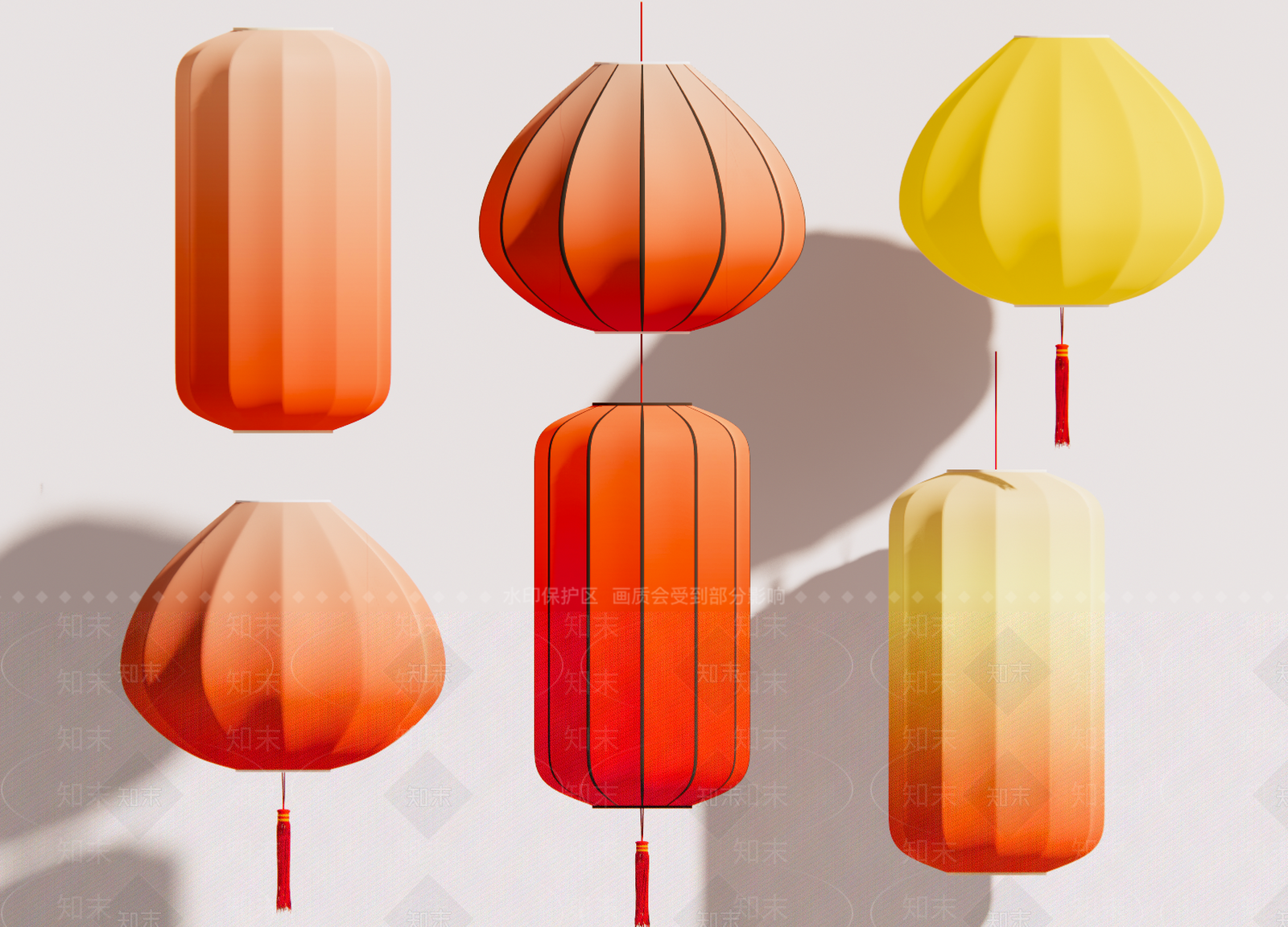 中式灯笼3D模型下载【ID:1191693489】