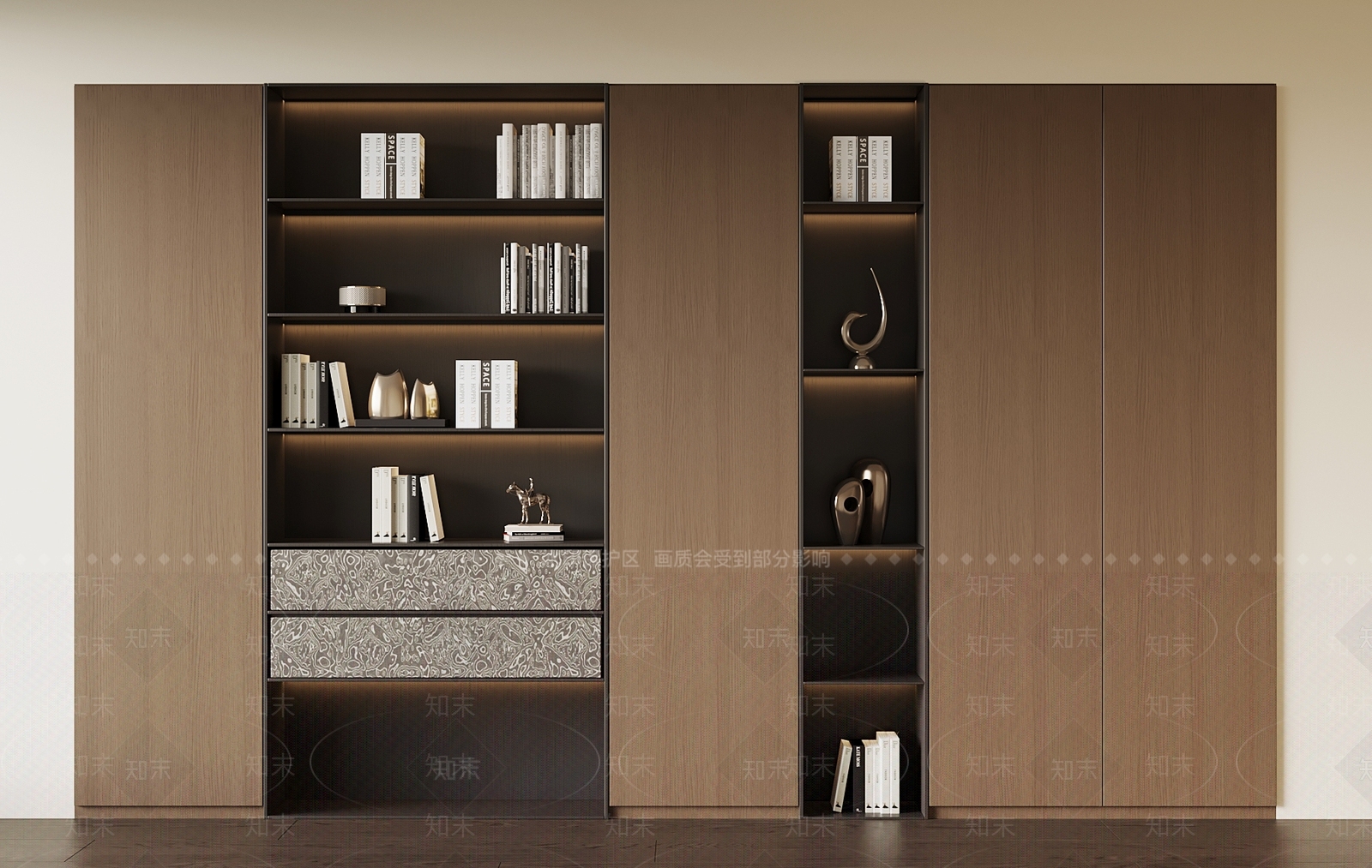 现代意式书柜3D模型下载【ID:1191696117】