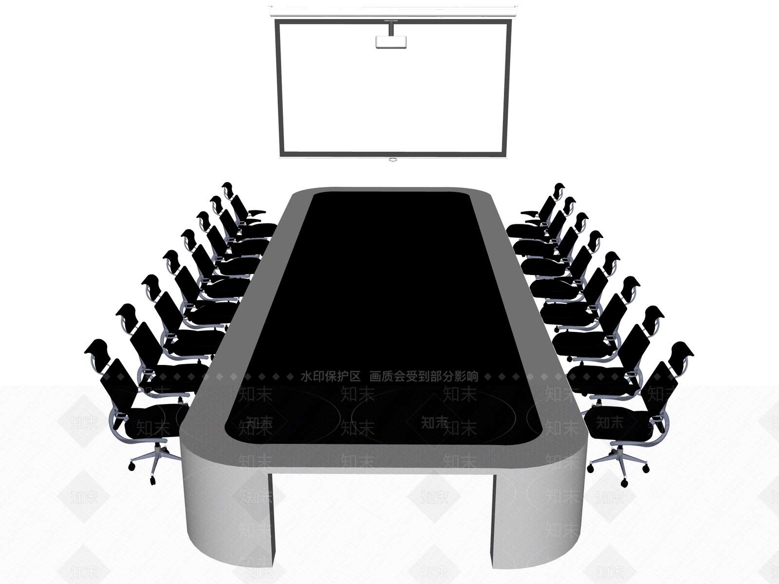 现代会议桌椅SU模型下载【ID:1191698566】