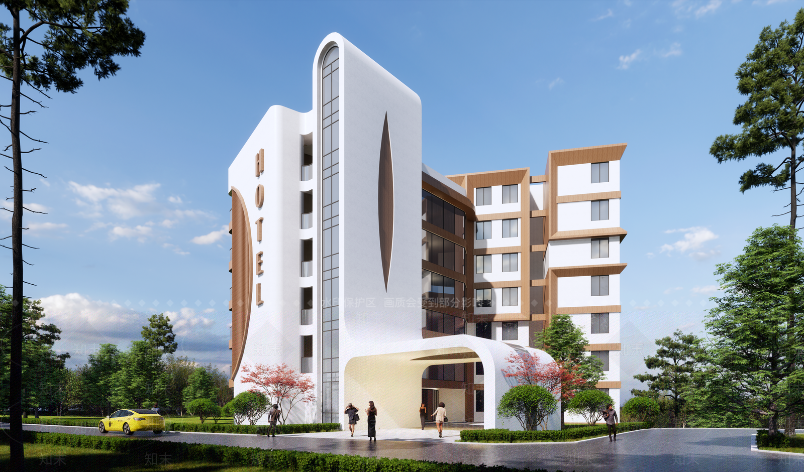 现代酒店建筑SU模型下载【ID:1192817392】