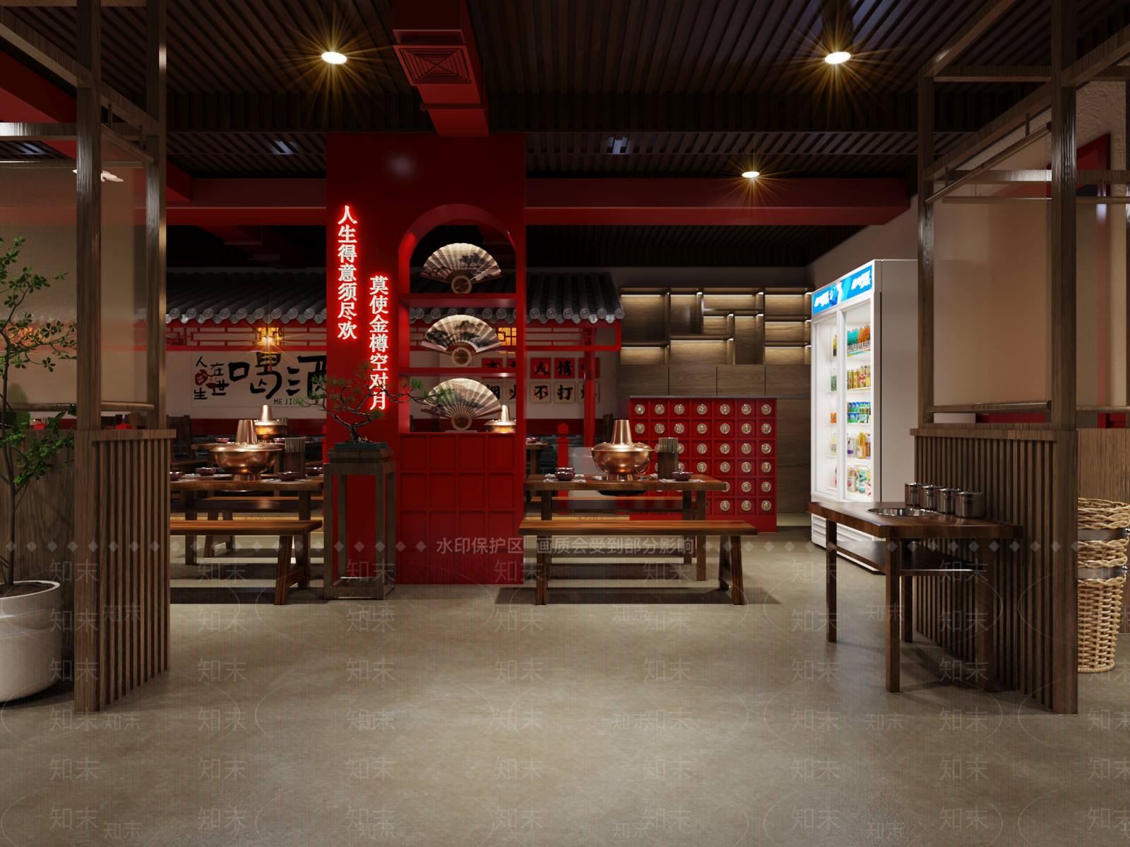 中式火锅店3D模型下载【ID:1191704654】
