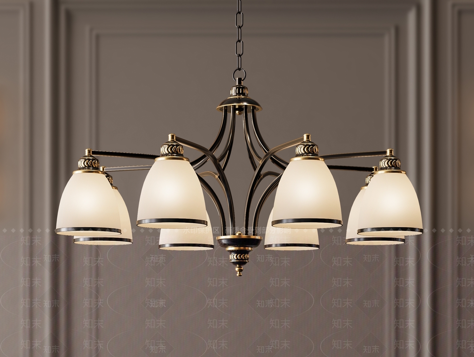 美式复古客厅吊灯3D模型下载【ID:1191703582】