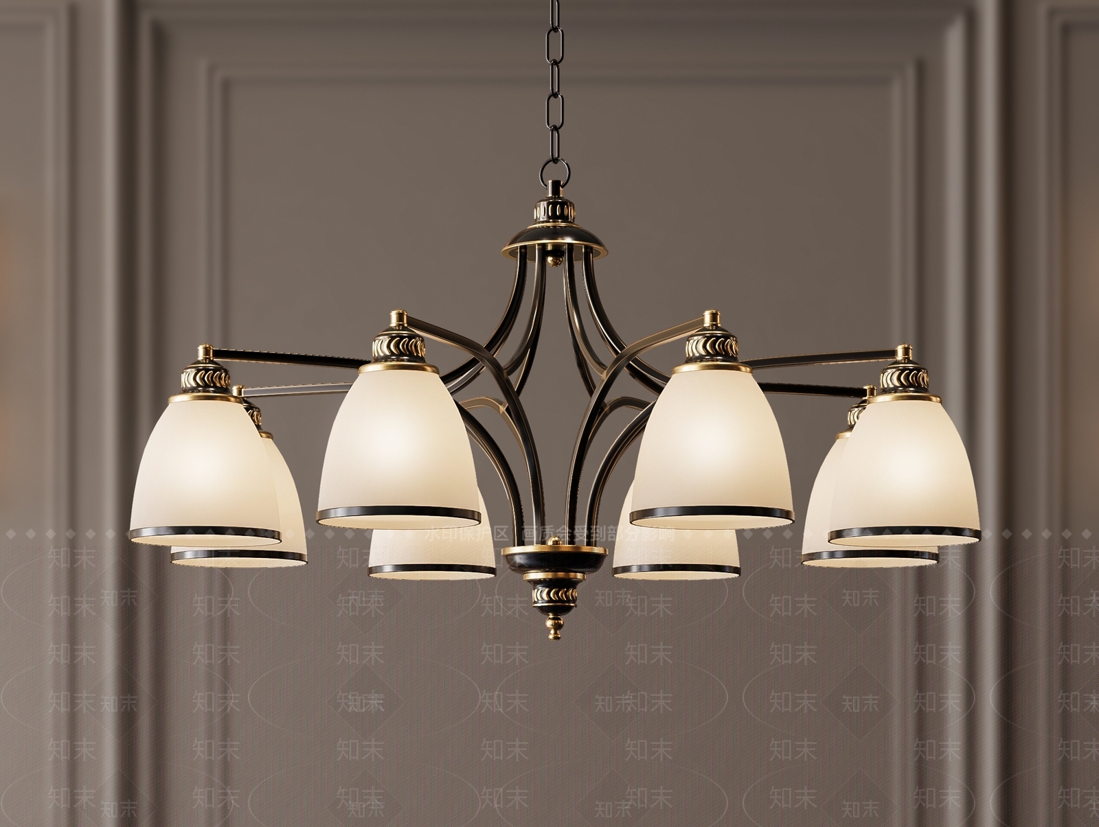 美式复古客厅吊灯SU模型下载【ID:1191703683】