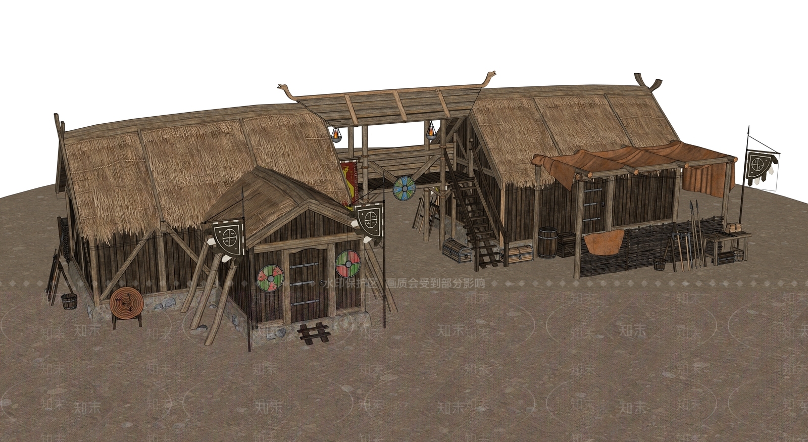 复古北欧风格建筑SU模型下载【ID:1191704504】