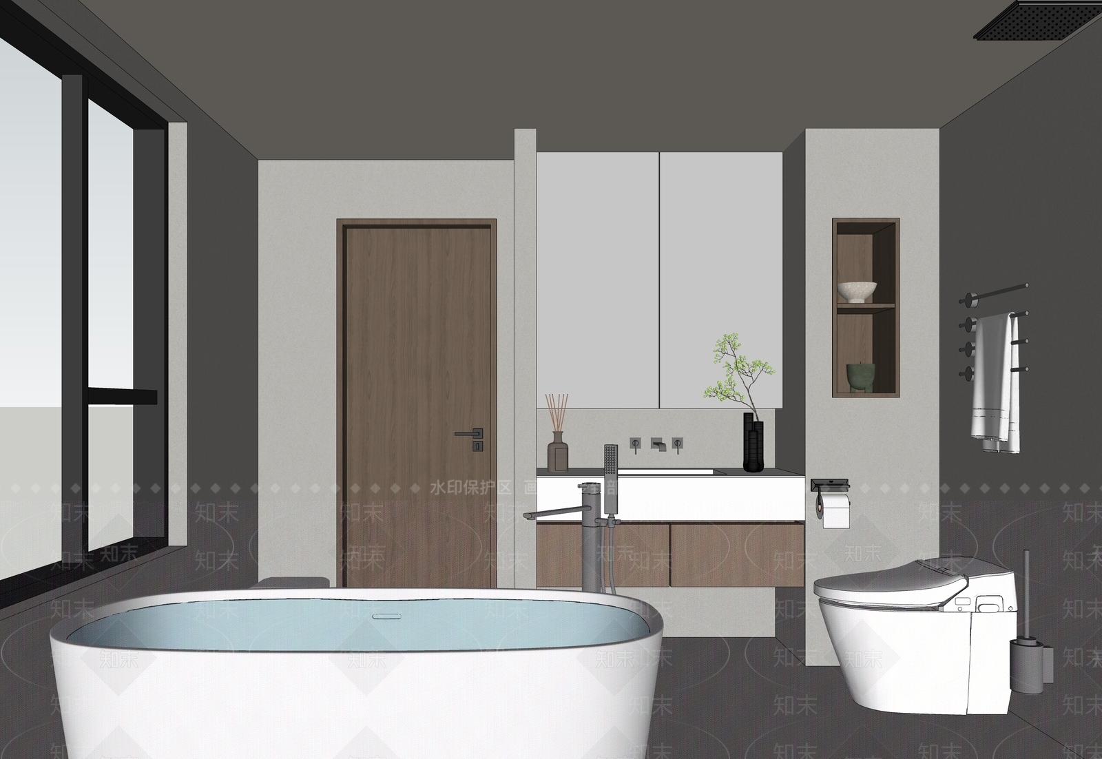 现代极简卫生间SU模型下载【ID:1191705947】
