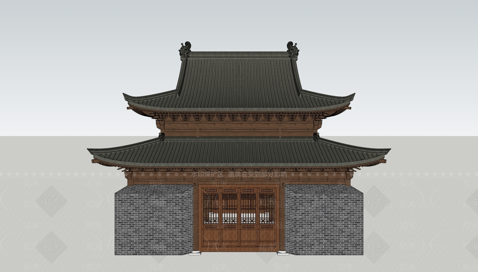 中式古建筑SU模型下载【ID:1191707240】