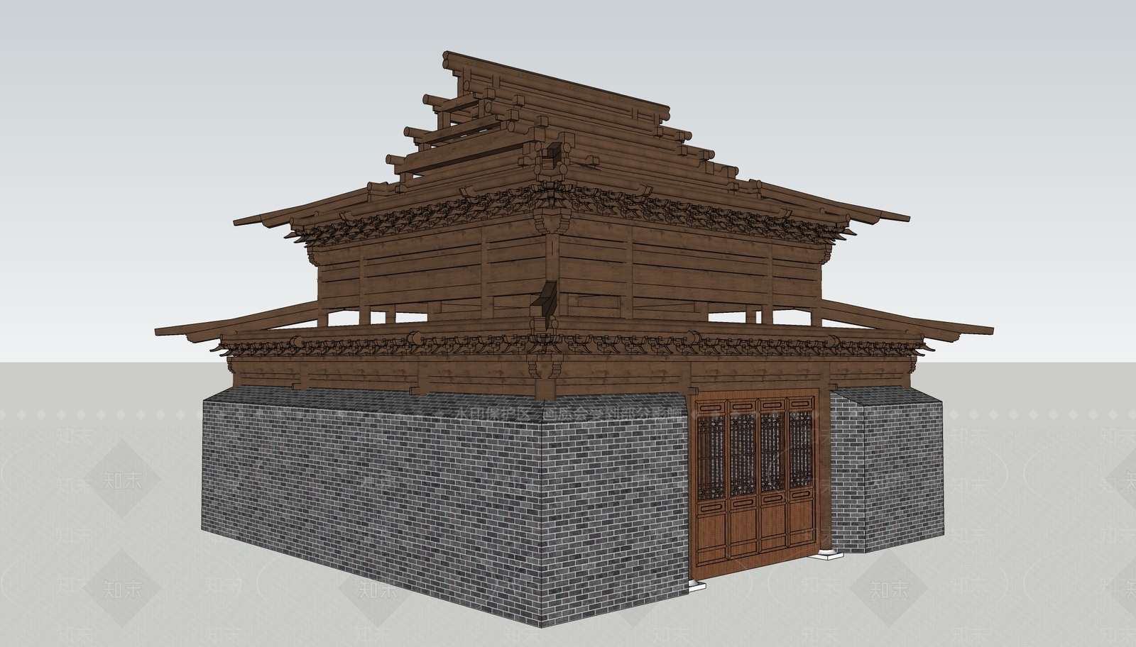 中式古建筑SU模型下载【ID:1191707240】