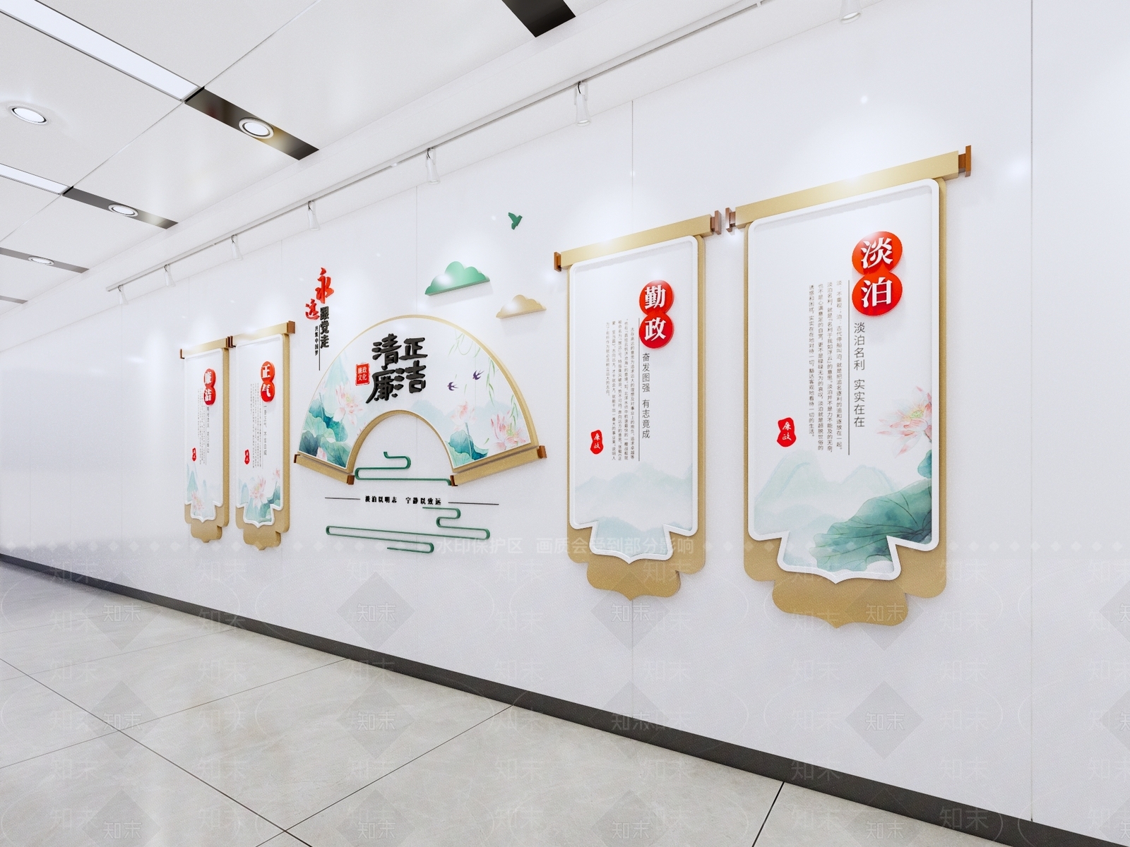现代新中式文化墙SU模型下载【ID:1191711262】