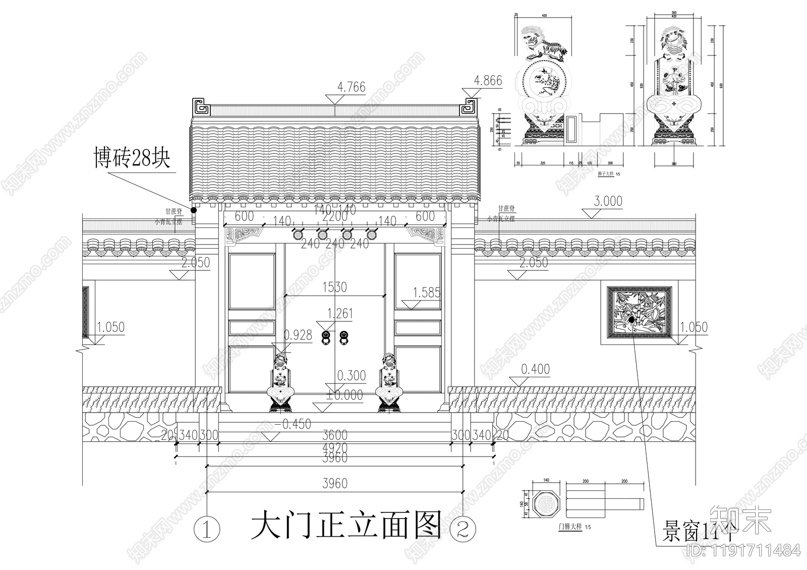 中式其他节点详图施工图下载【ID:1191711484】