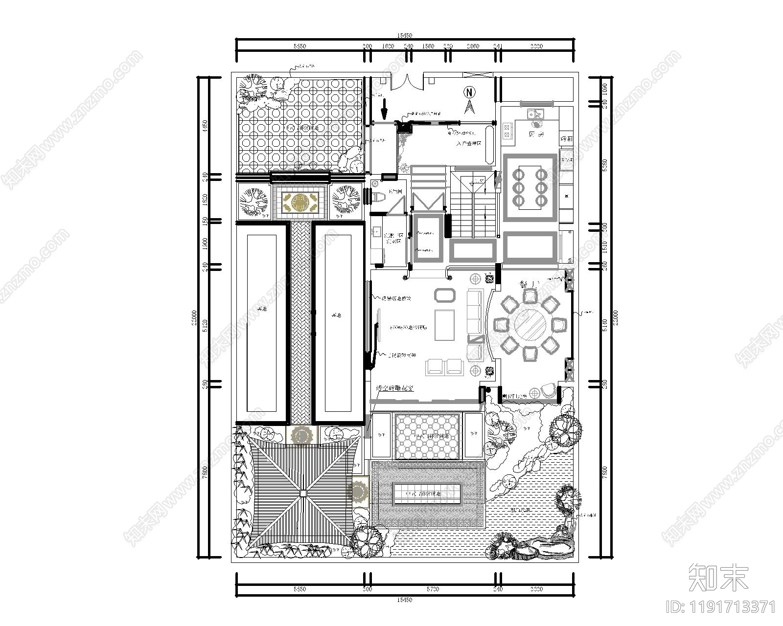 中式庭院施工图下载【ID:1191713371】