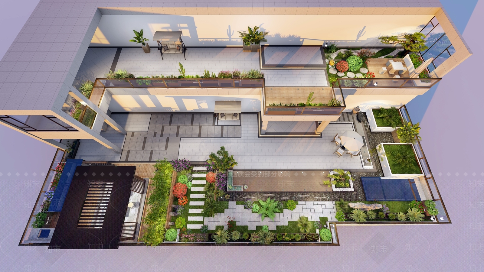 现代屋顶花园SU模型下载【ID:1191715116】