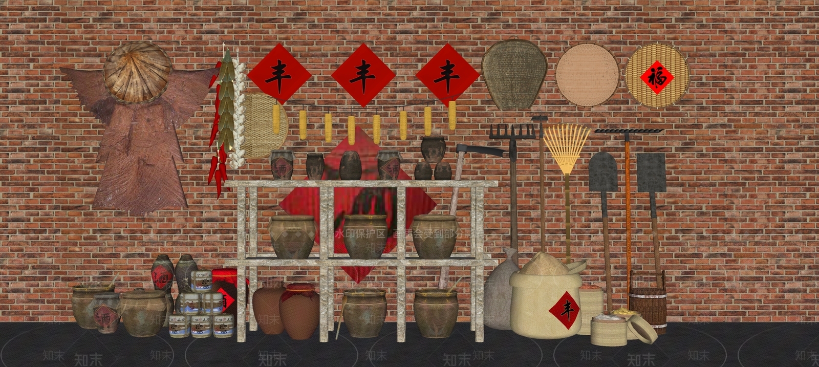 中式复古摆件组合SU模型下载【ID:1191715483】
