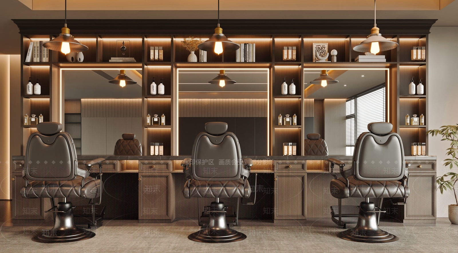 美式法式美发店3D模型下载【ID:1191715538】