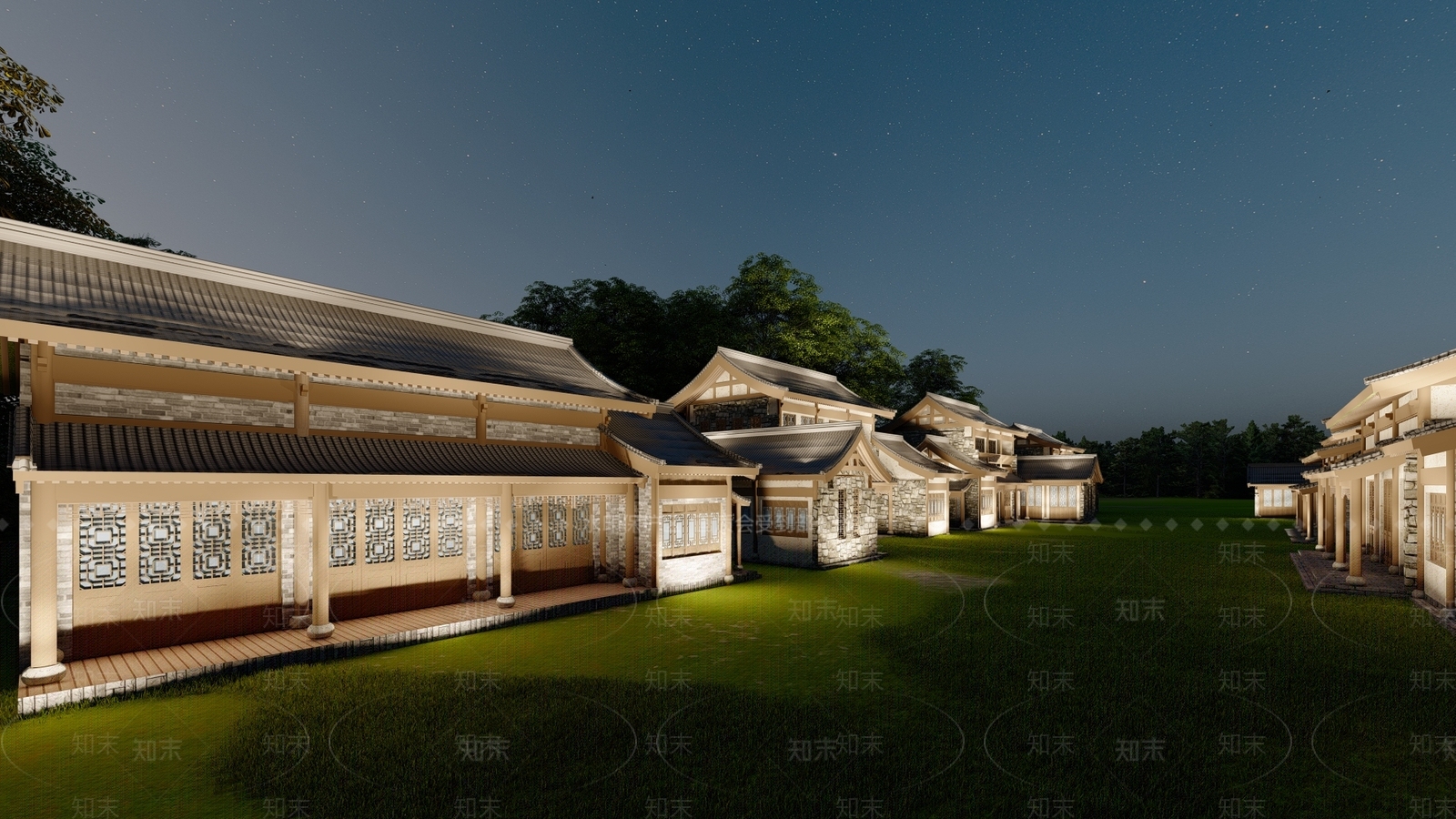 中式古建筑SU模型下载【ID:1191719952】