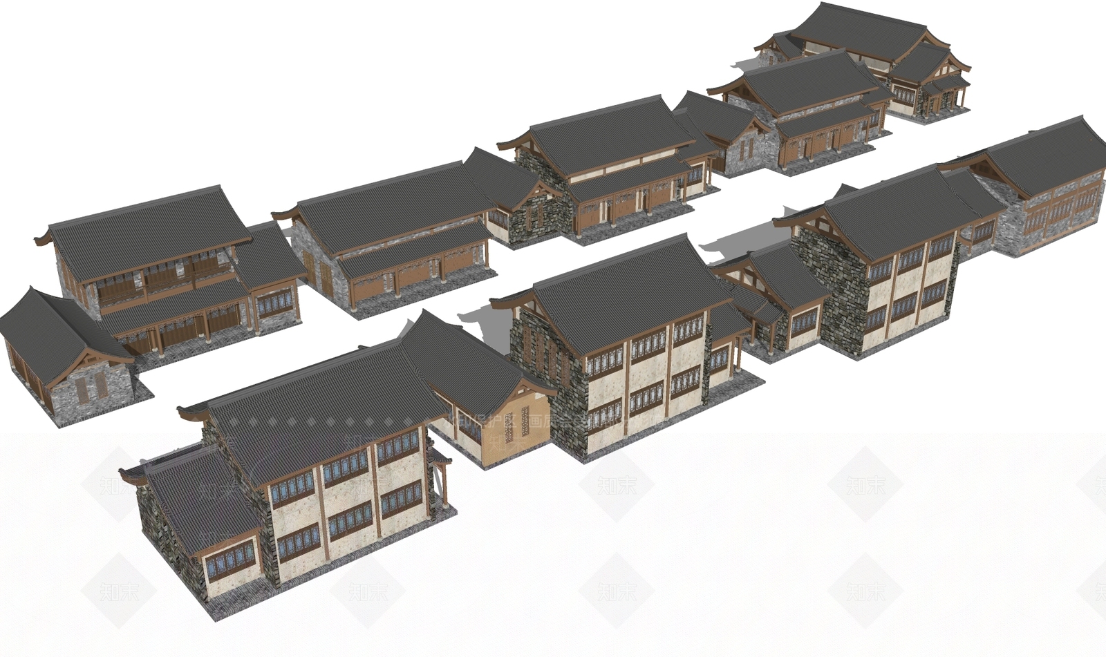 中式古建筑SU模型下载【ID:1191719952】