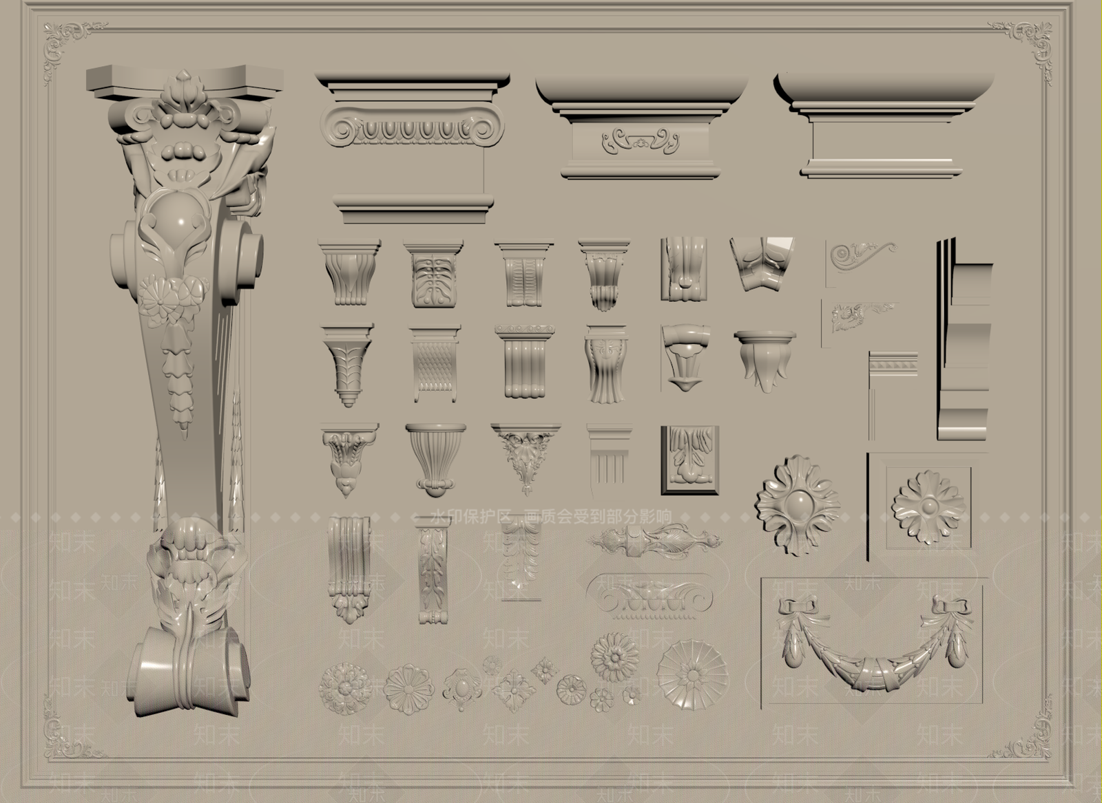 法式欧式柱子SU模型下载【ID:1191723947】