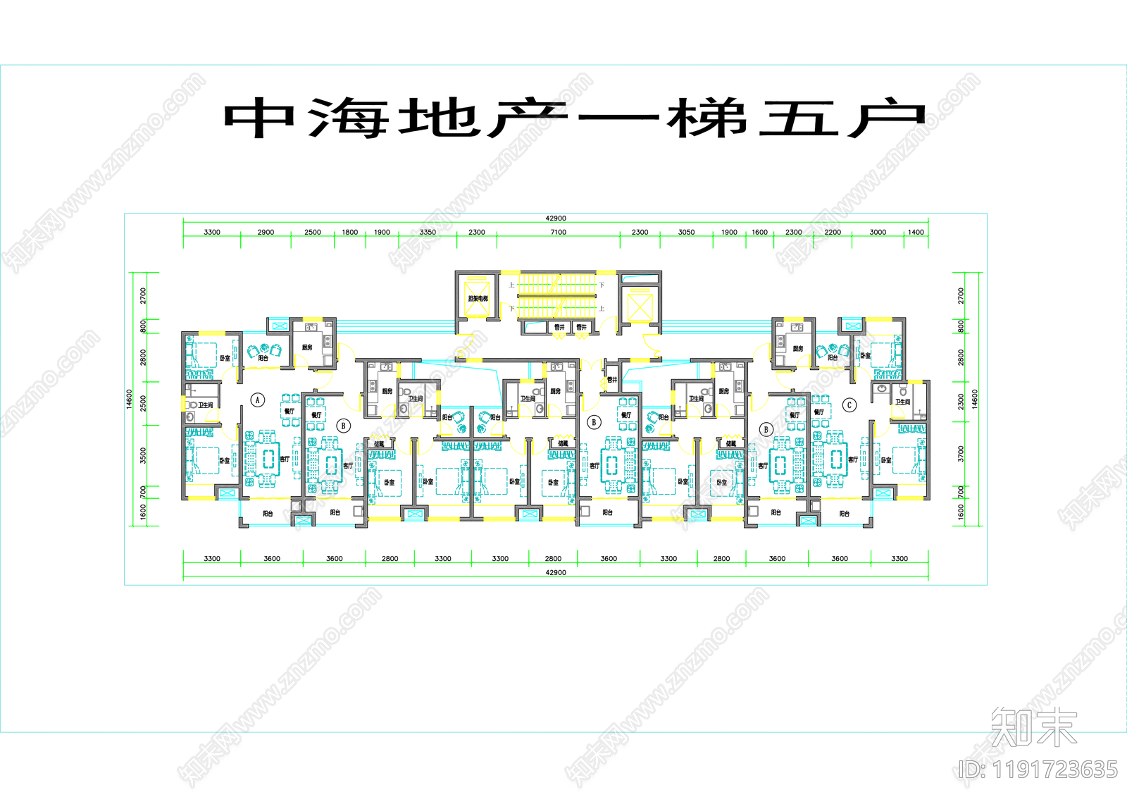 现代住宅楼建筑施工图下载【ID:1191723635】