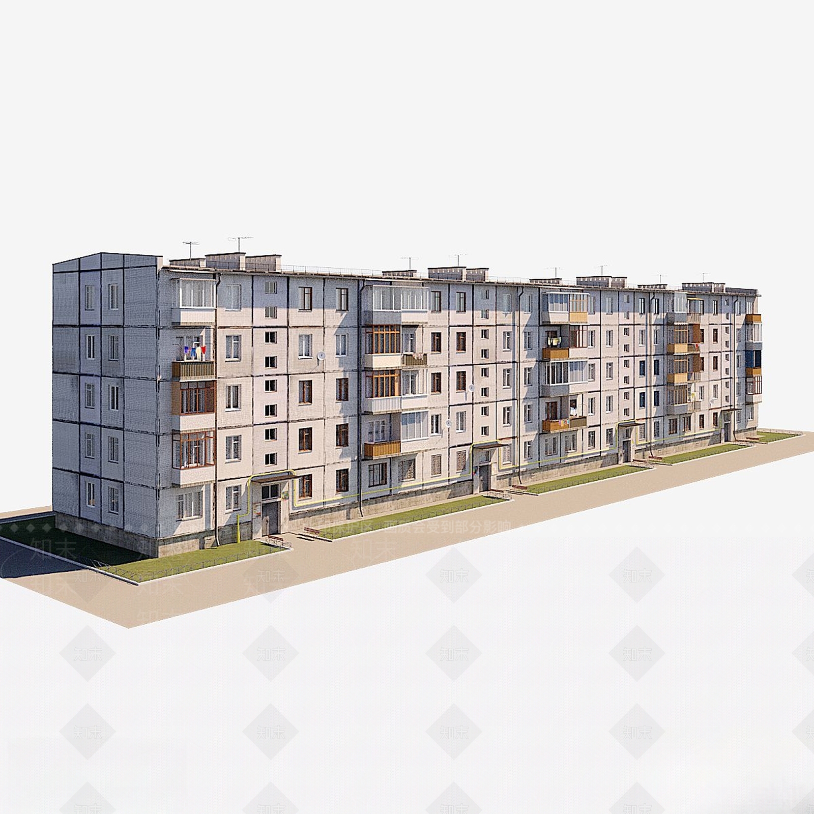 现代高层住宅3D模型下载【ID:1191729178】