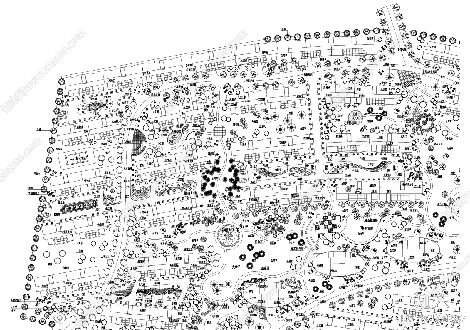 居住区景观cad施工图下载【ID:1191731897】