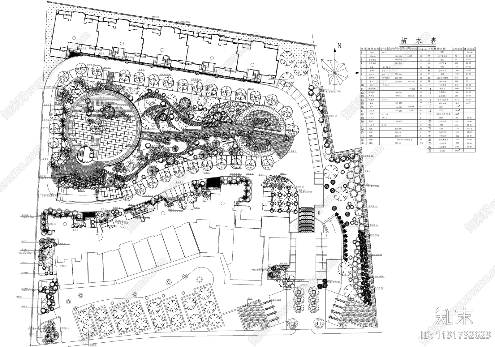 居住区景观施工图下载【ID:1191732629】