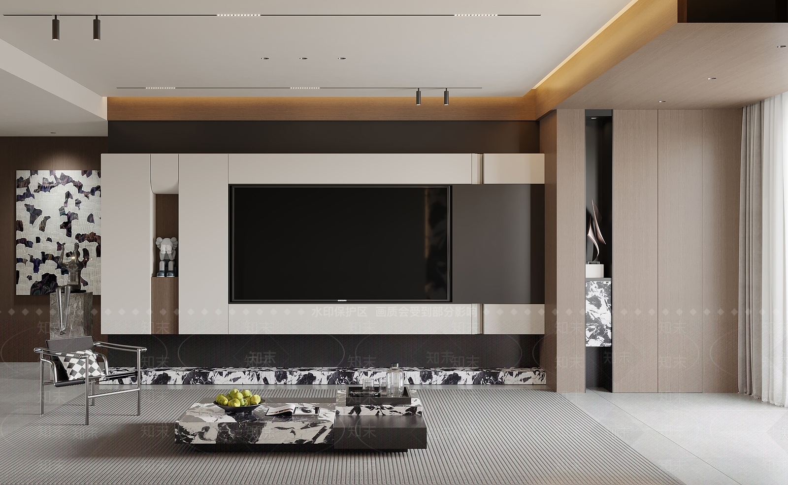 现代家居客厅SU模型精品下载_SketchUp模型_知末网