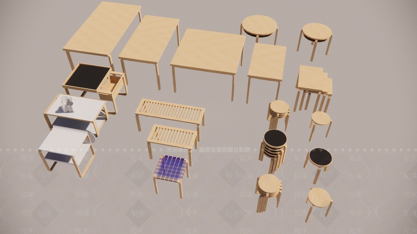 现代新中式休闲桌椅SU模型下载【ID:1191742192】
