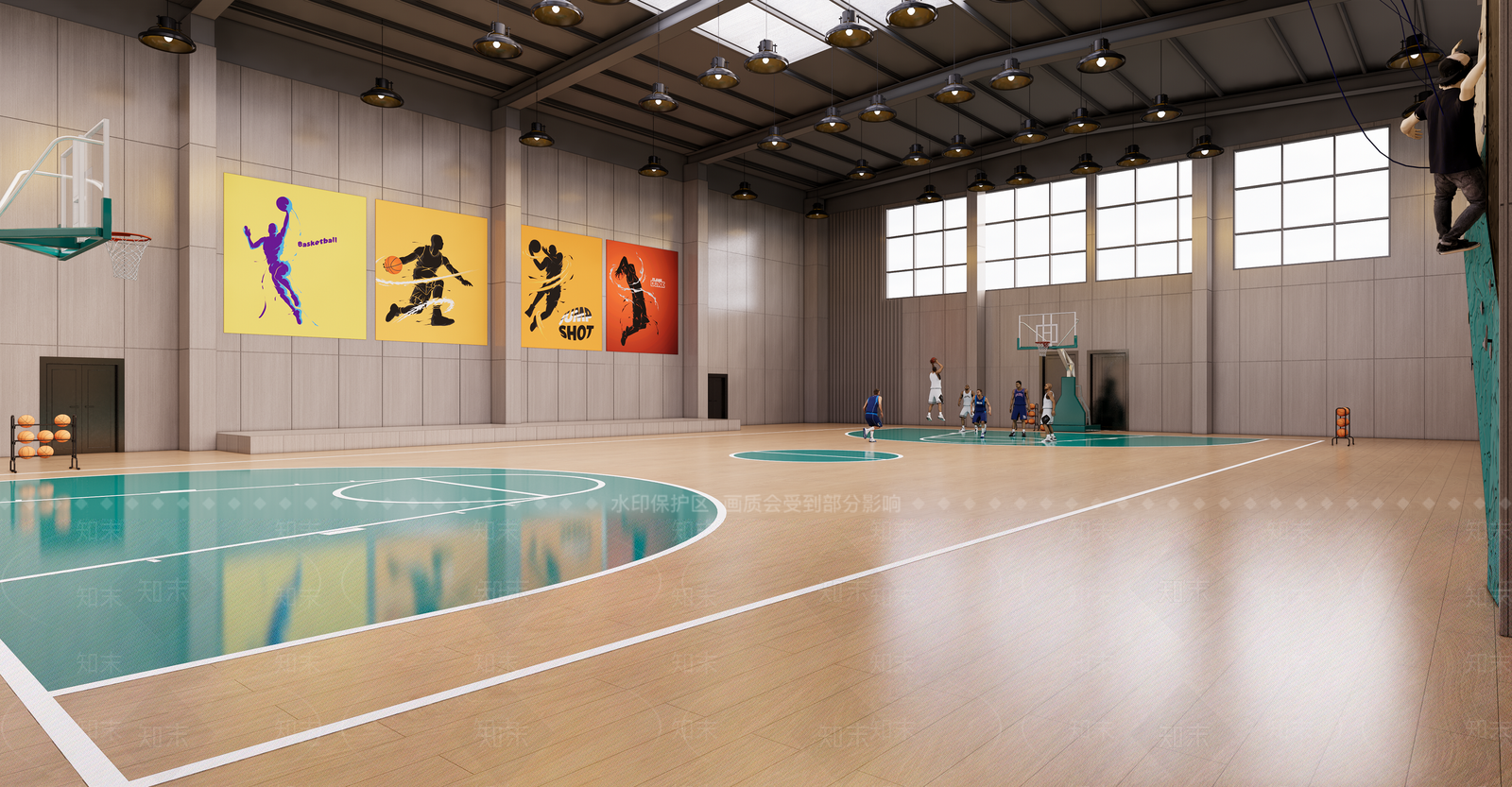 现代原木篮球场SU模型下载【ID:1191744524】