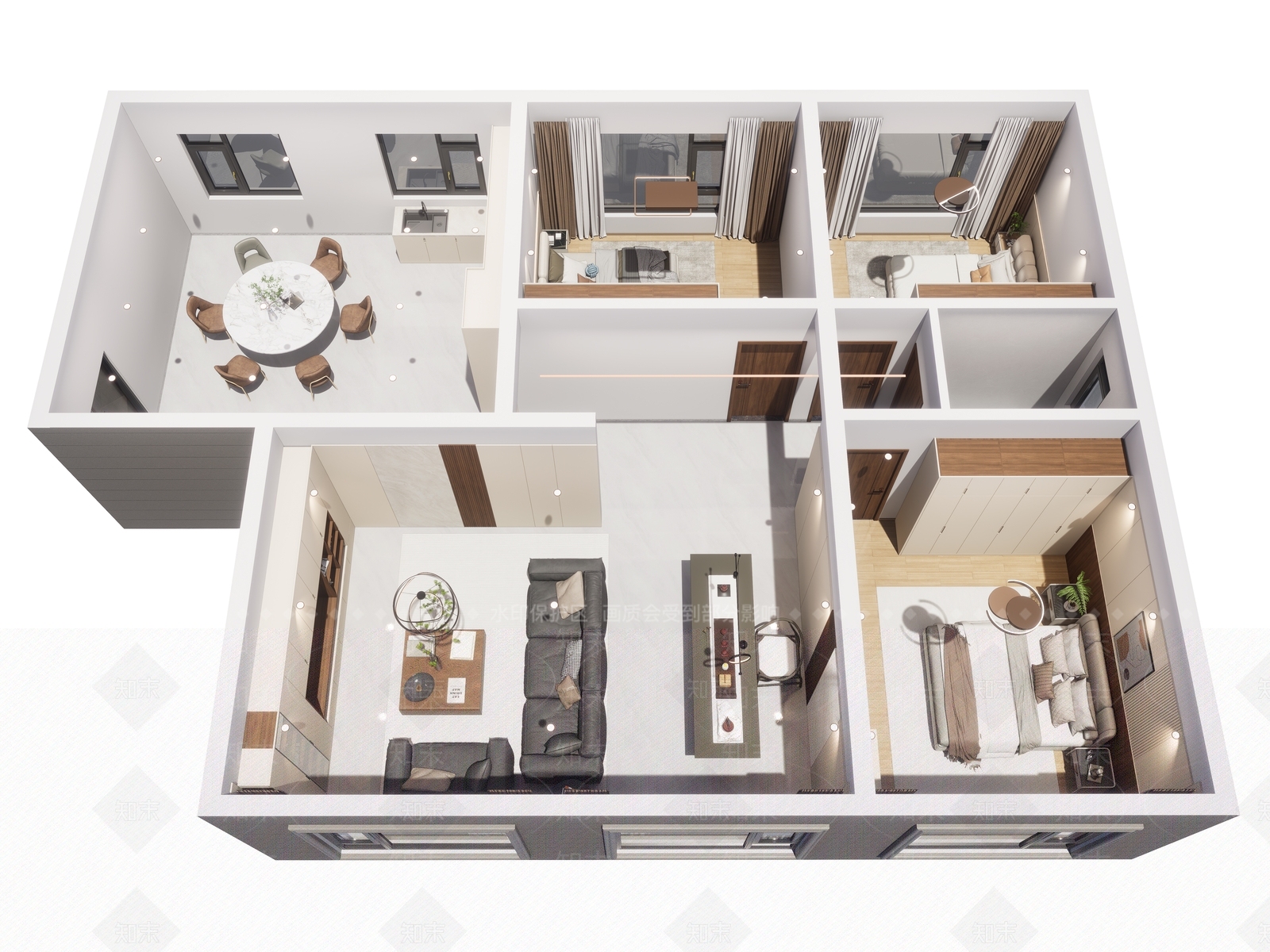 现代家装鸟瞰SU模型下载【ID:1191746842】