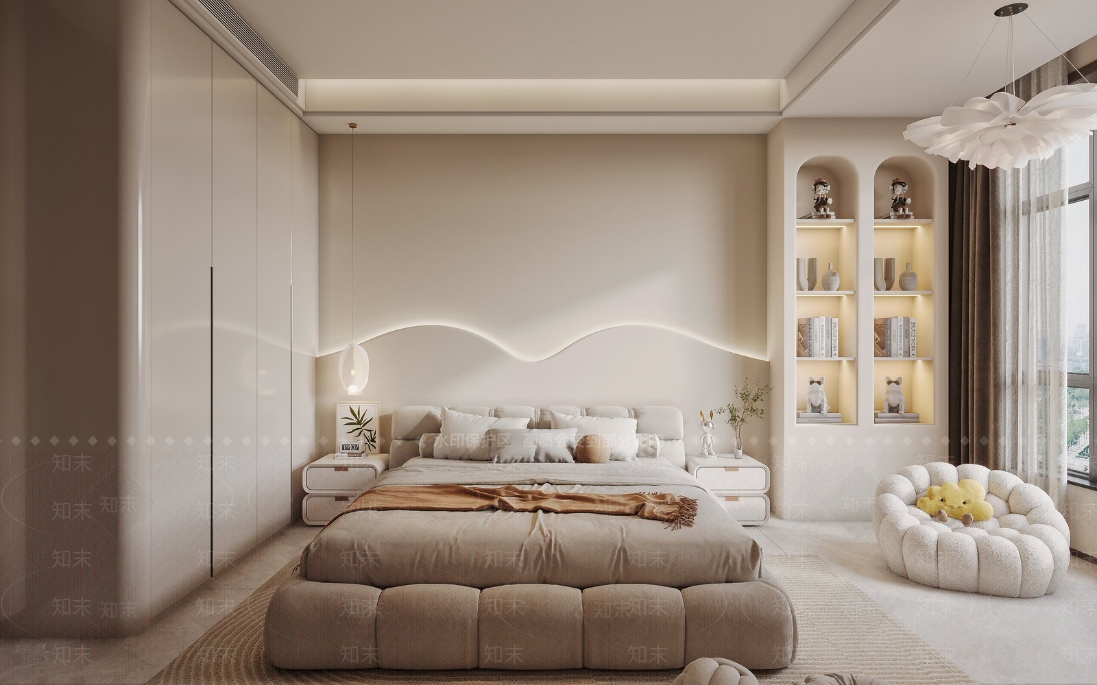 现代奶油女孩房3D模型下载【ID:1191747771】
