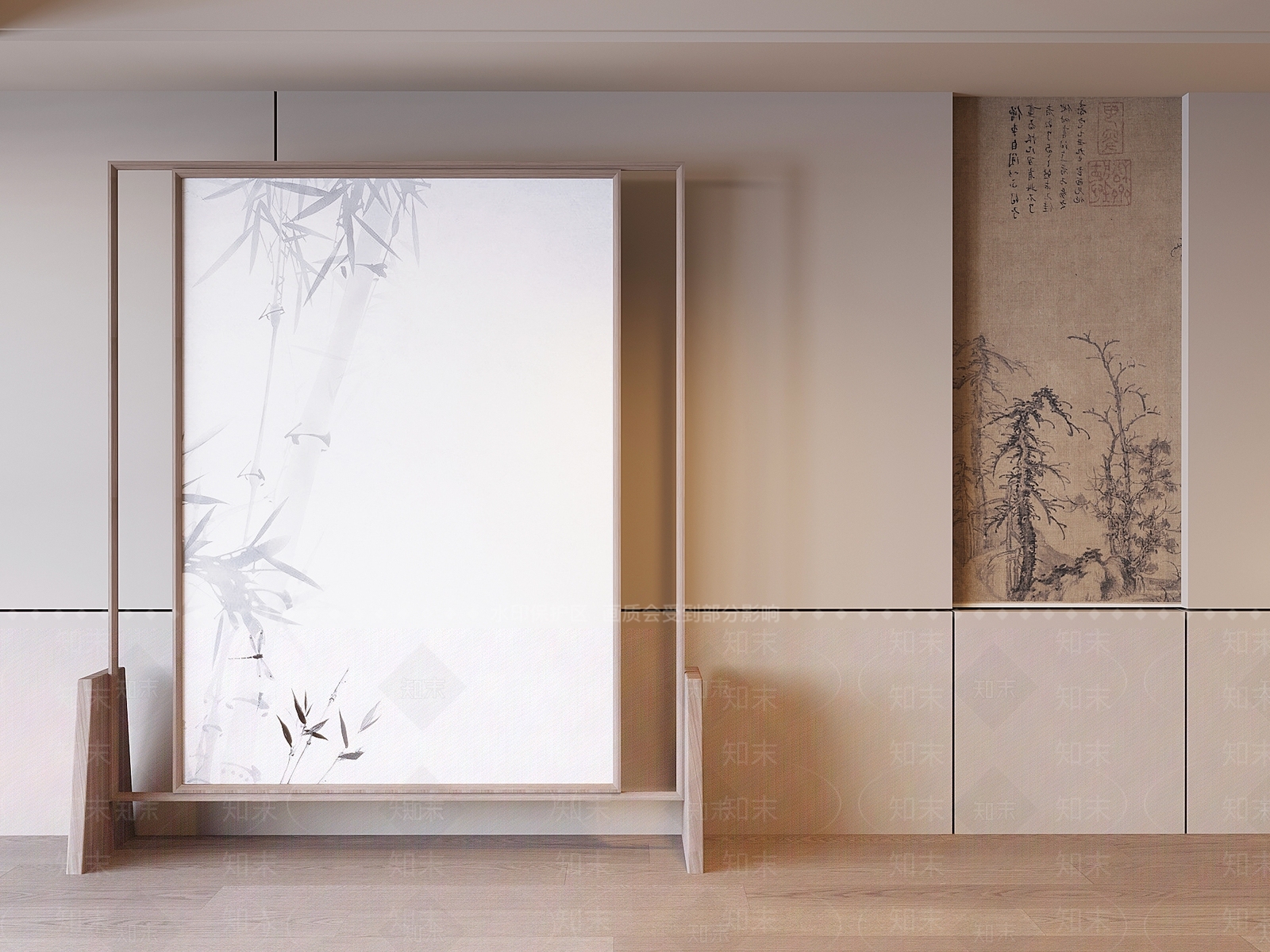新中式复古屏风SU模型下载【ID:1191747673】