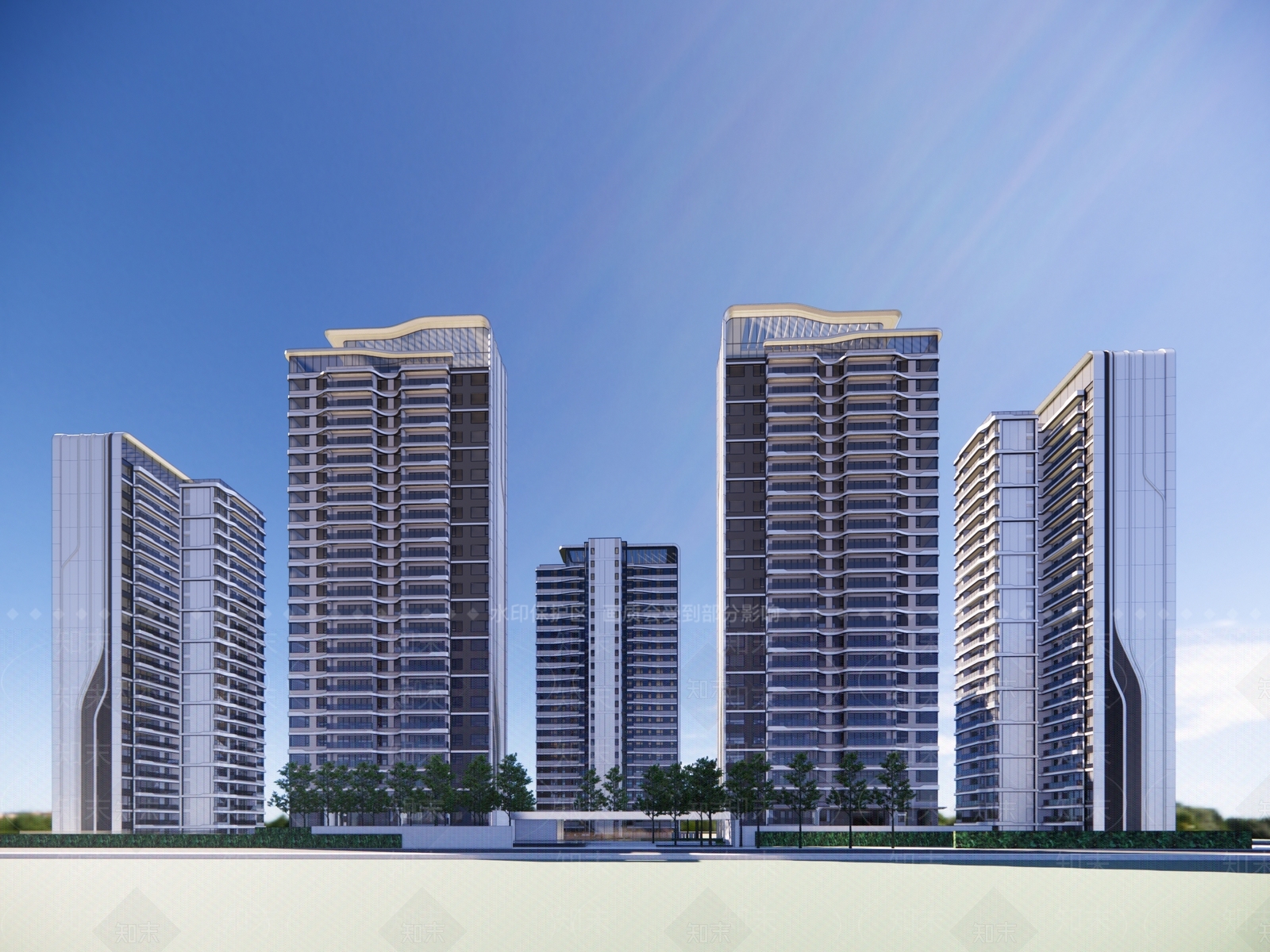 现代高层住宅SU模型下载【ID:1191749922】