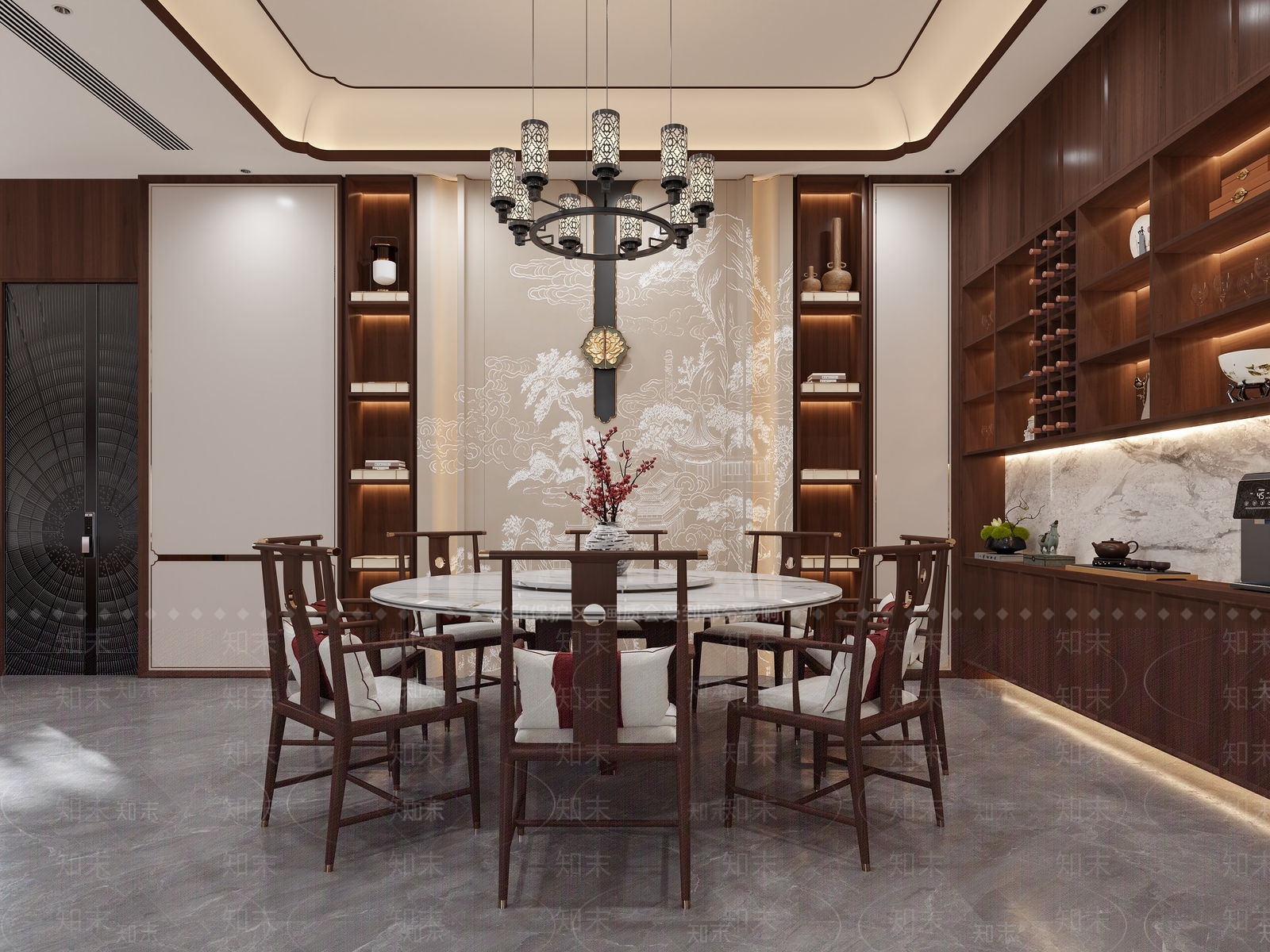 中式餐边柜餐边柜3D模型下载【ID:1227269514】