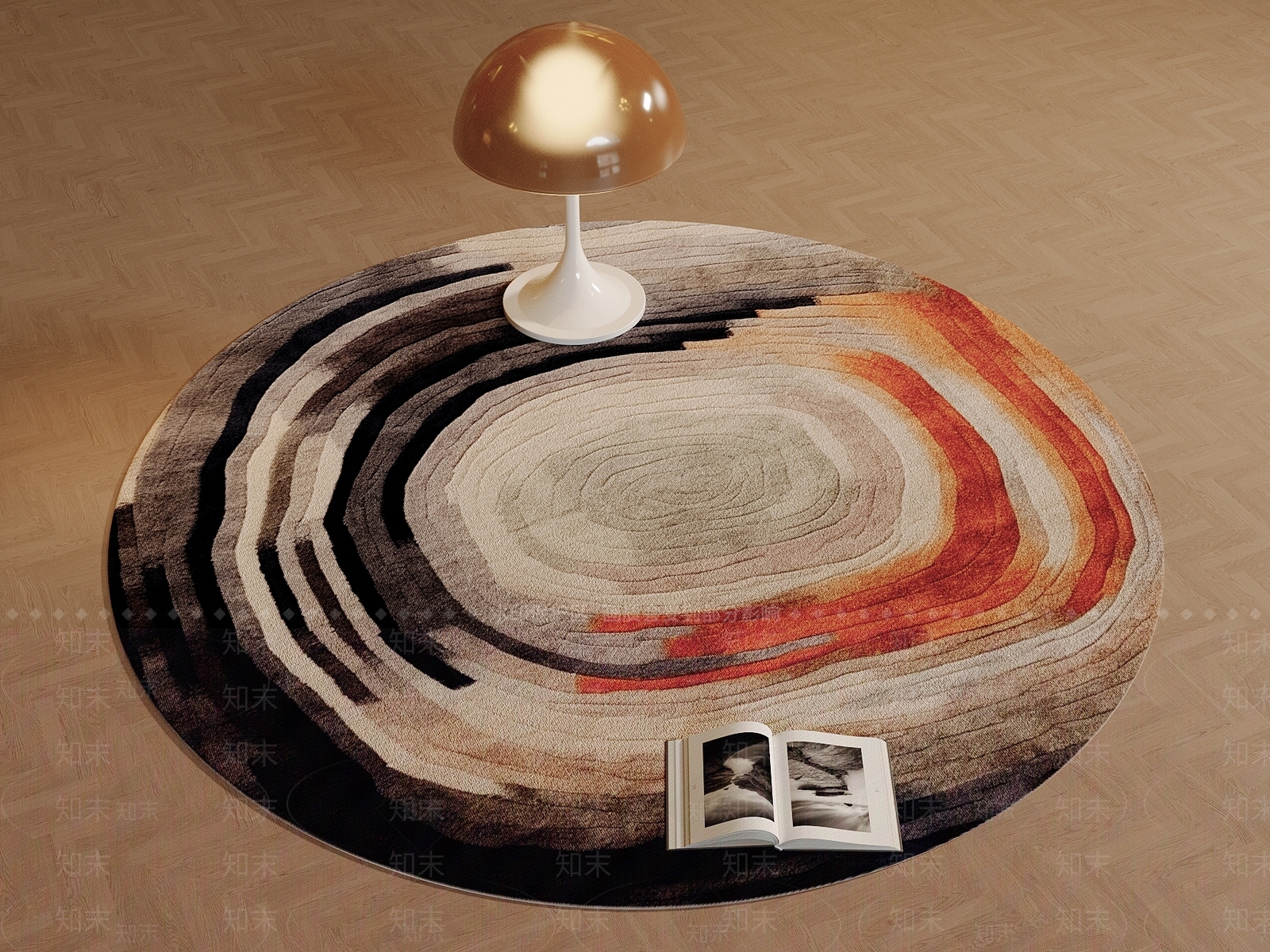 现代北欧圆形地毯SU模型下载【ID:1191756947】