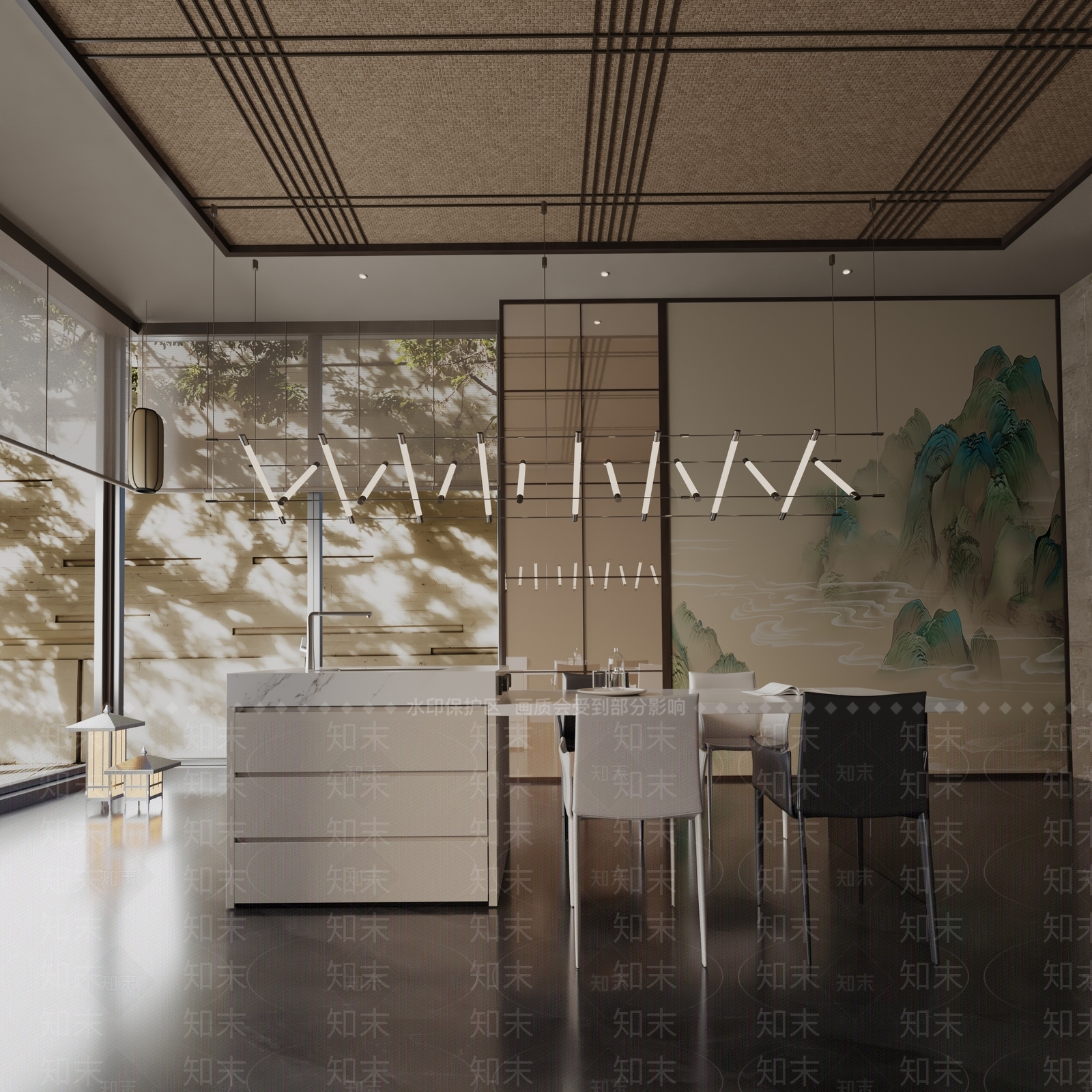 现代餐桌3D模型下载【ID:1191757582】