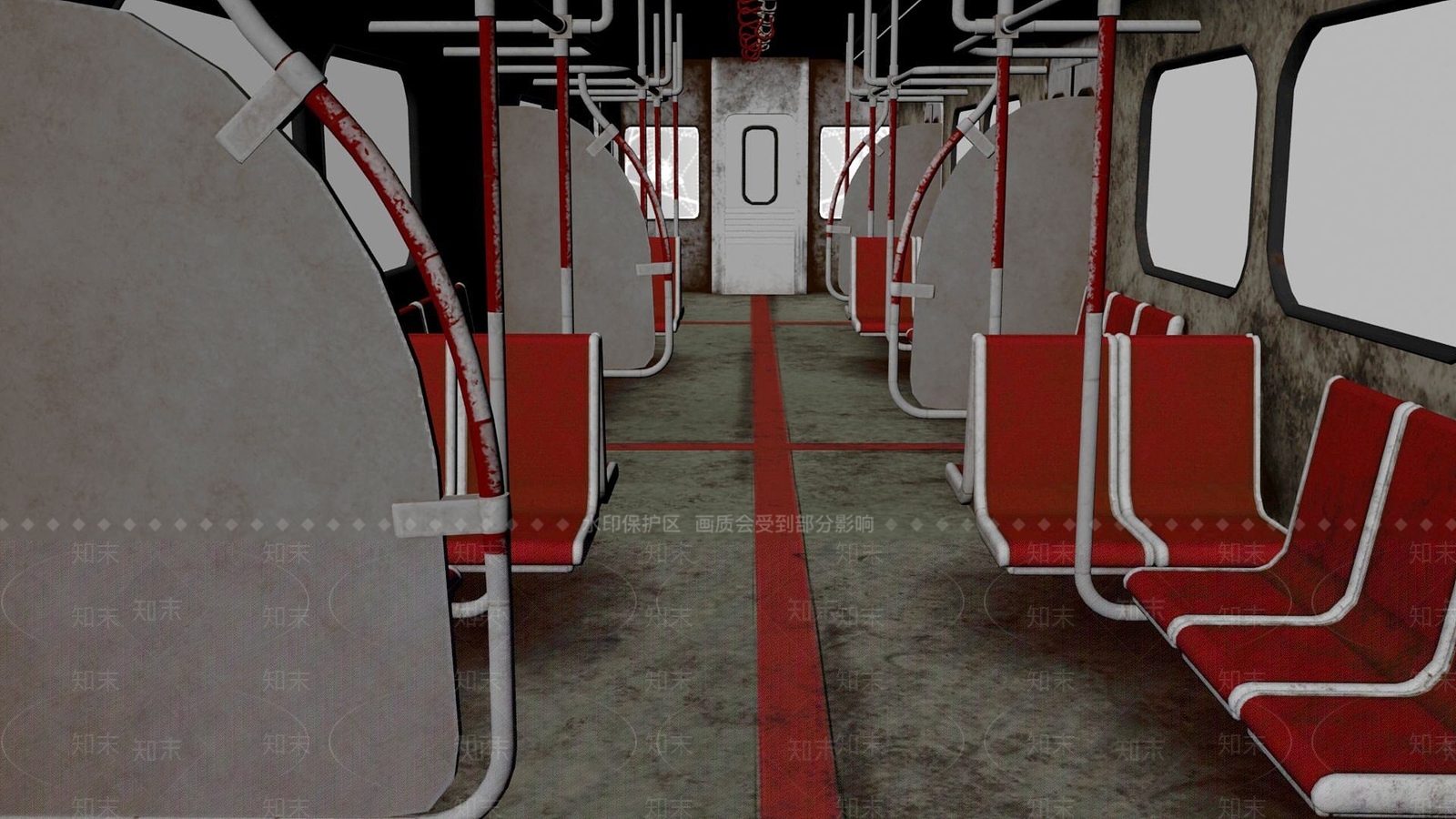 现代地铁3D模型渲染效果图