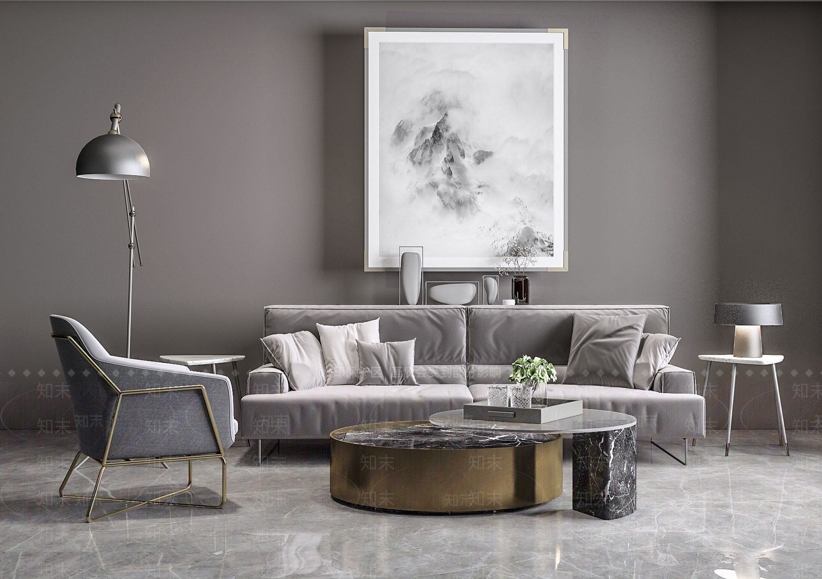 后现代混合风休闲沙发3D模型下载【ID:1191764987】