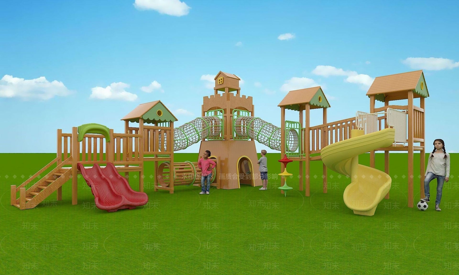 现代儿童城堡滑梯3D模型下载【ID:1191765096】