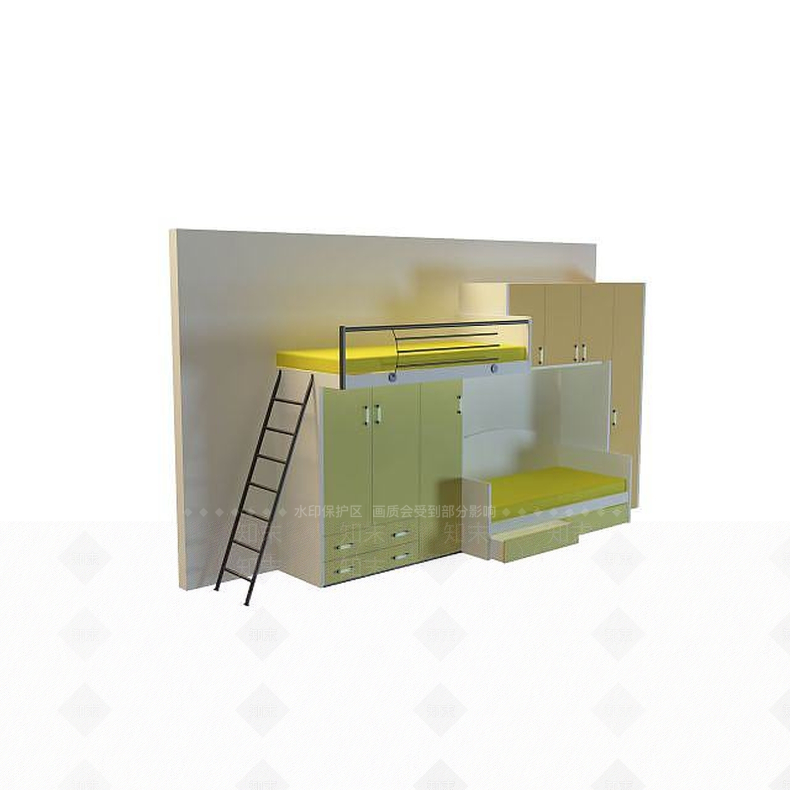 现代双人床3D模型下载【ID:1199361893】