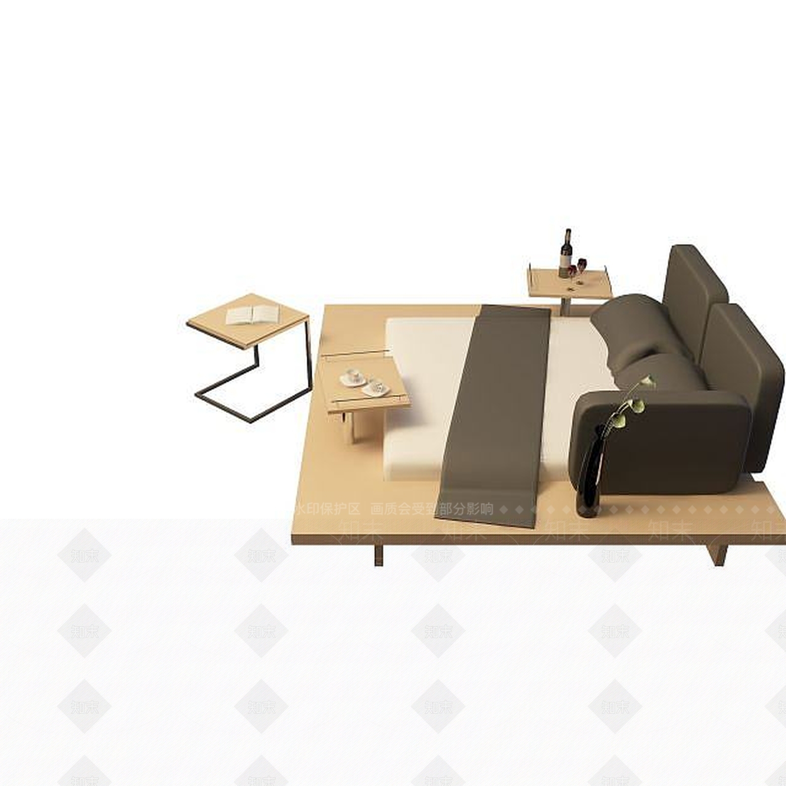 现代双人床3D模型下载【ID:1199361758】