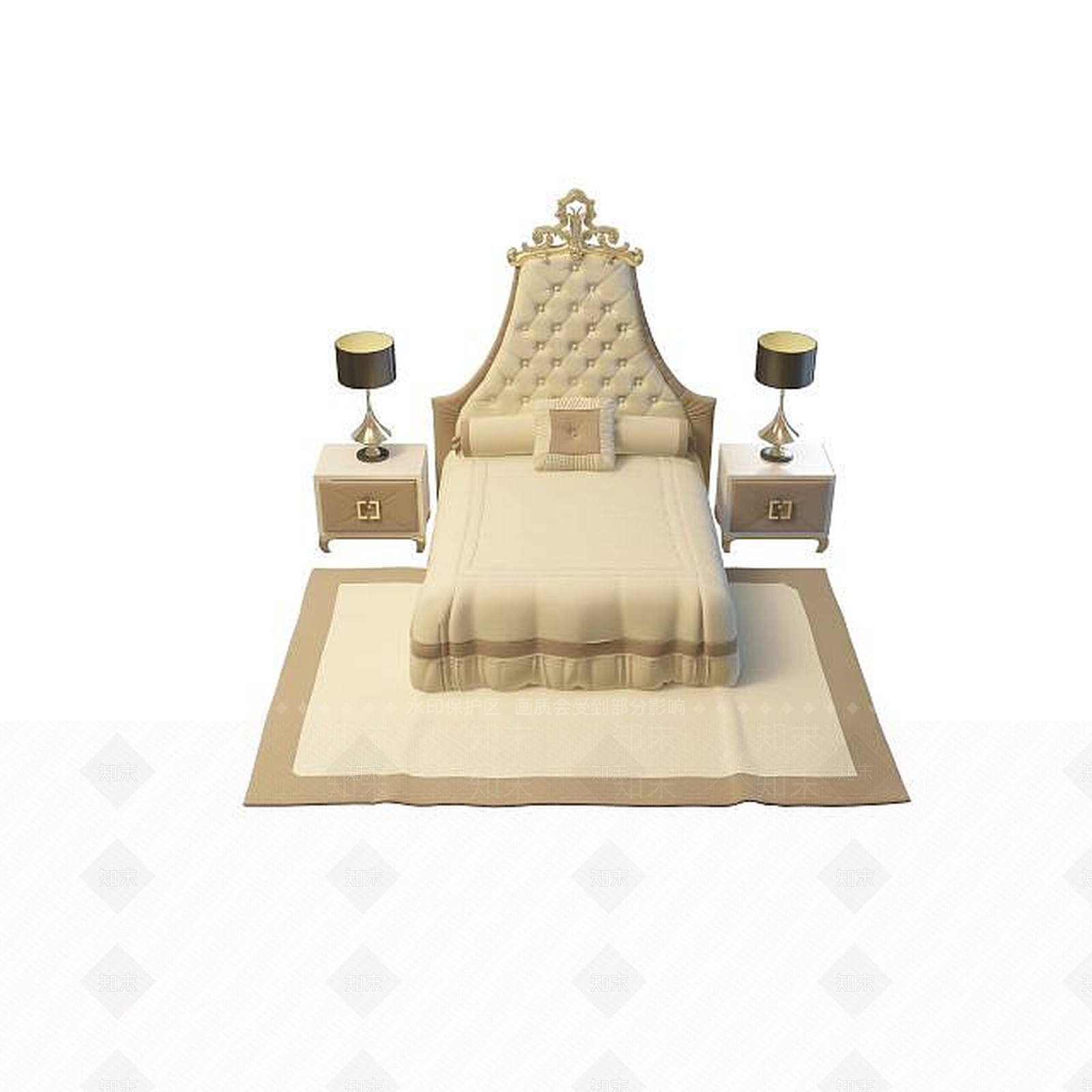 现代双人床3D模型下载【ID:1199361736】